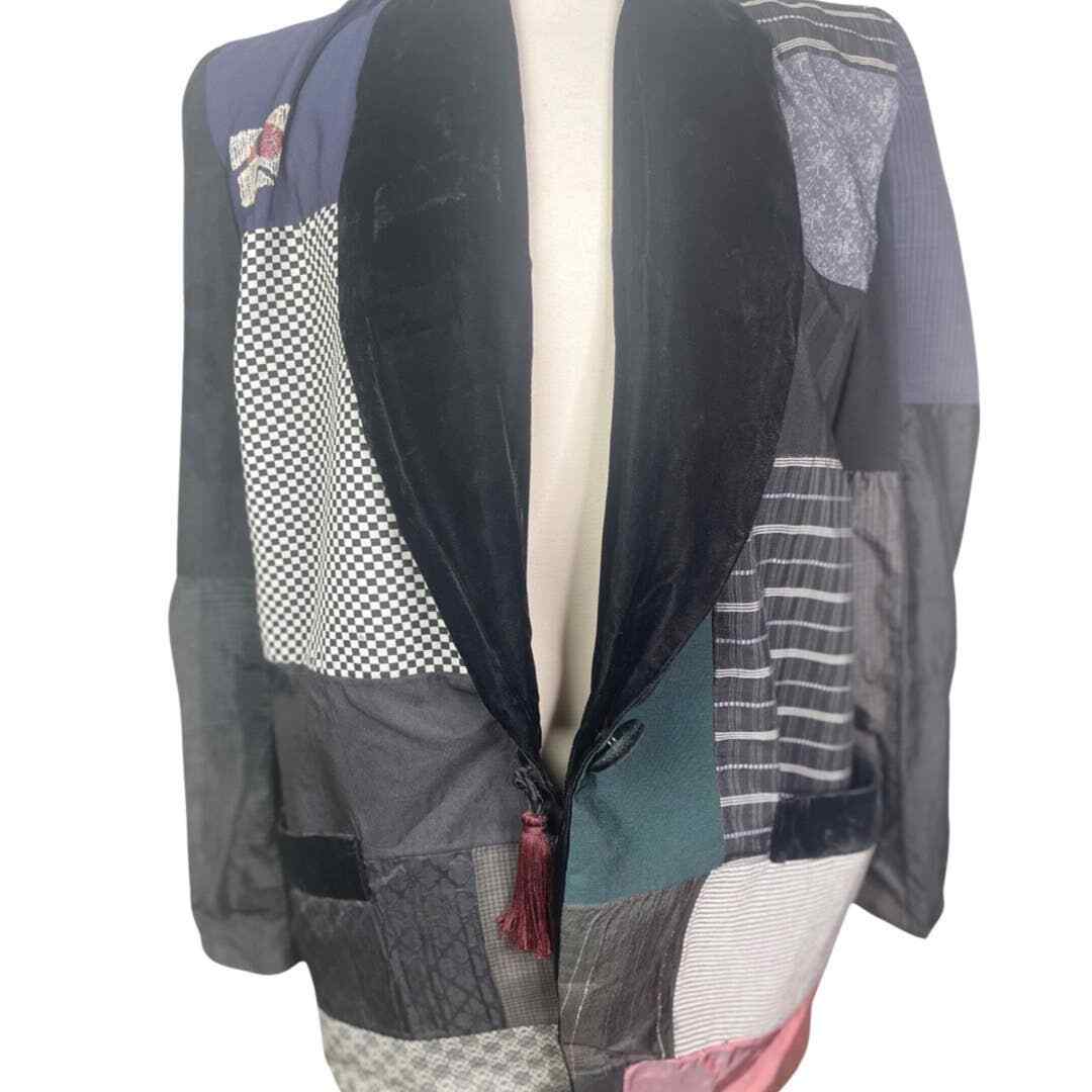 Claudia Grau Vintage Patchwork Art Wear Bespoke Blazer Jacket 1980s Style OOAK