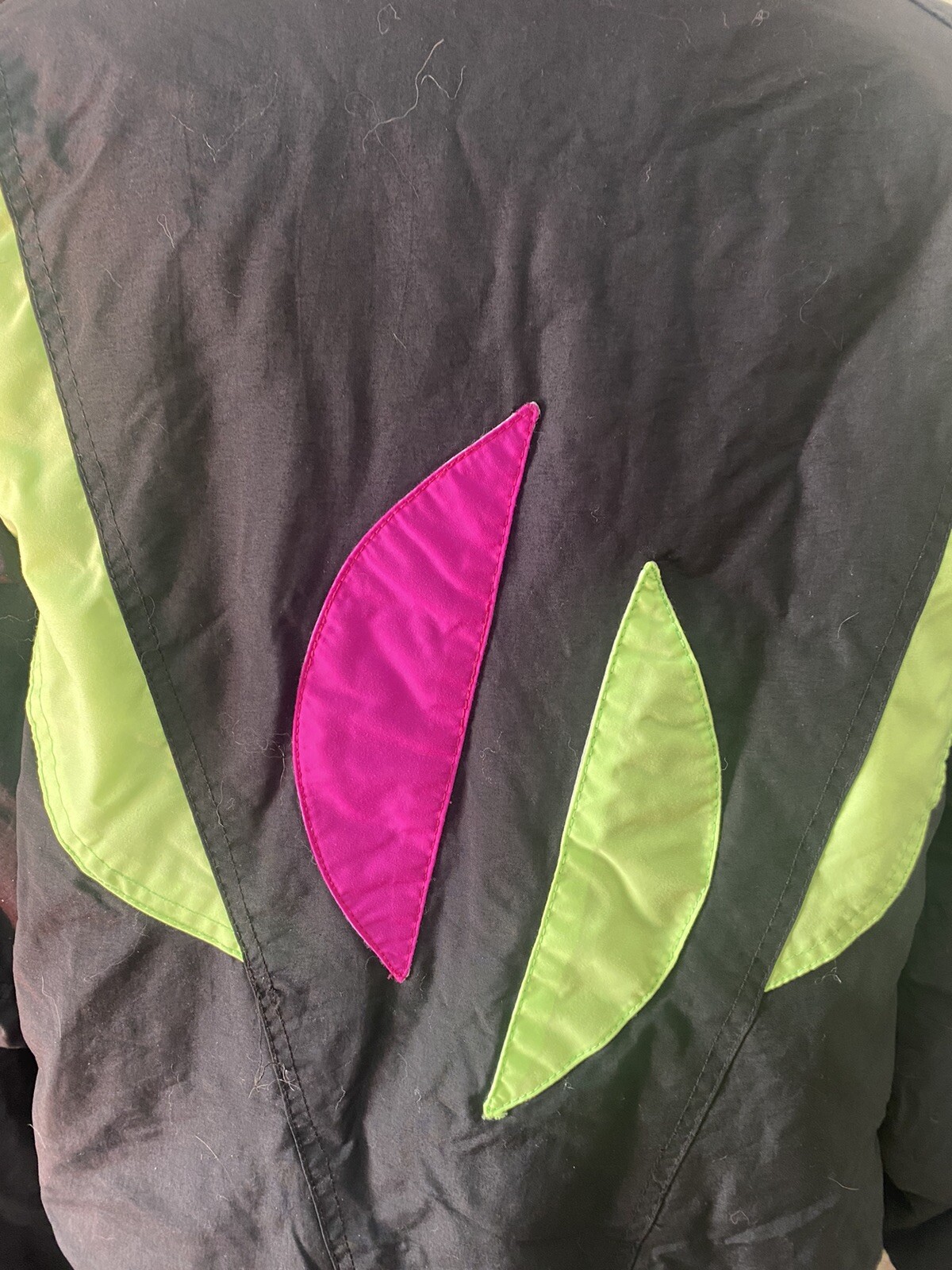 VTG Retro Cornice Color Block Black Purple & Neon Green Ski Jacket Ladies Sz M
