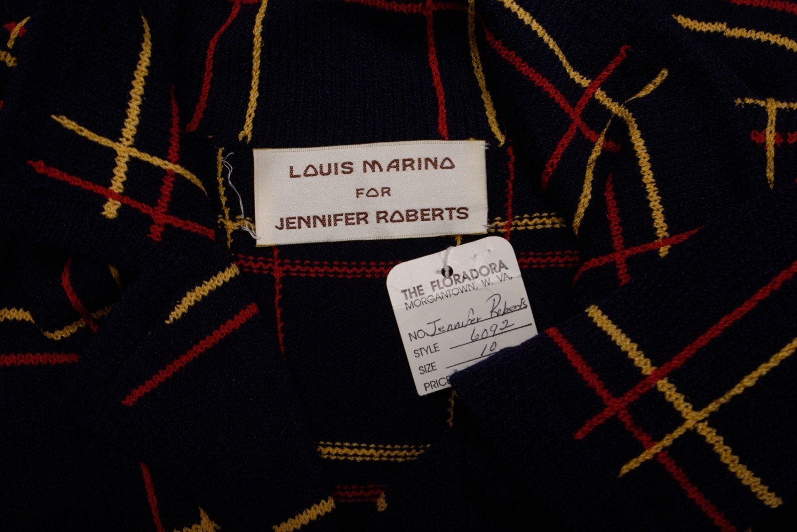 Vintage Jennifer Roberts Louis Marino Sweater Dress Size 10 Navy blue Plaid NWT