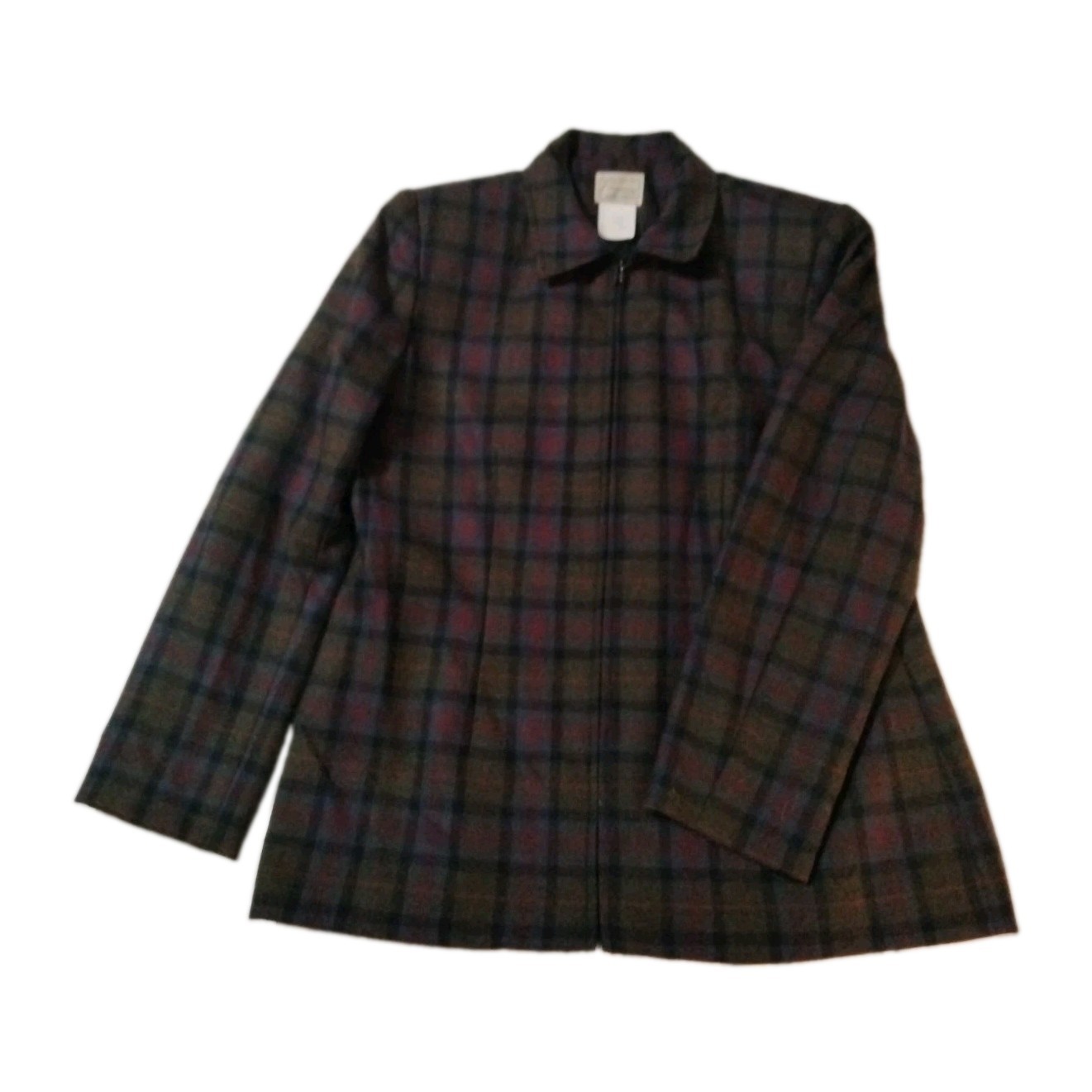 Company Collection Vintage 70’s Wool Jacket Plaid Zip Shoulder Pads Horse Ranch