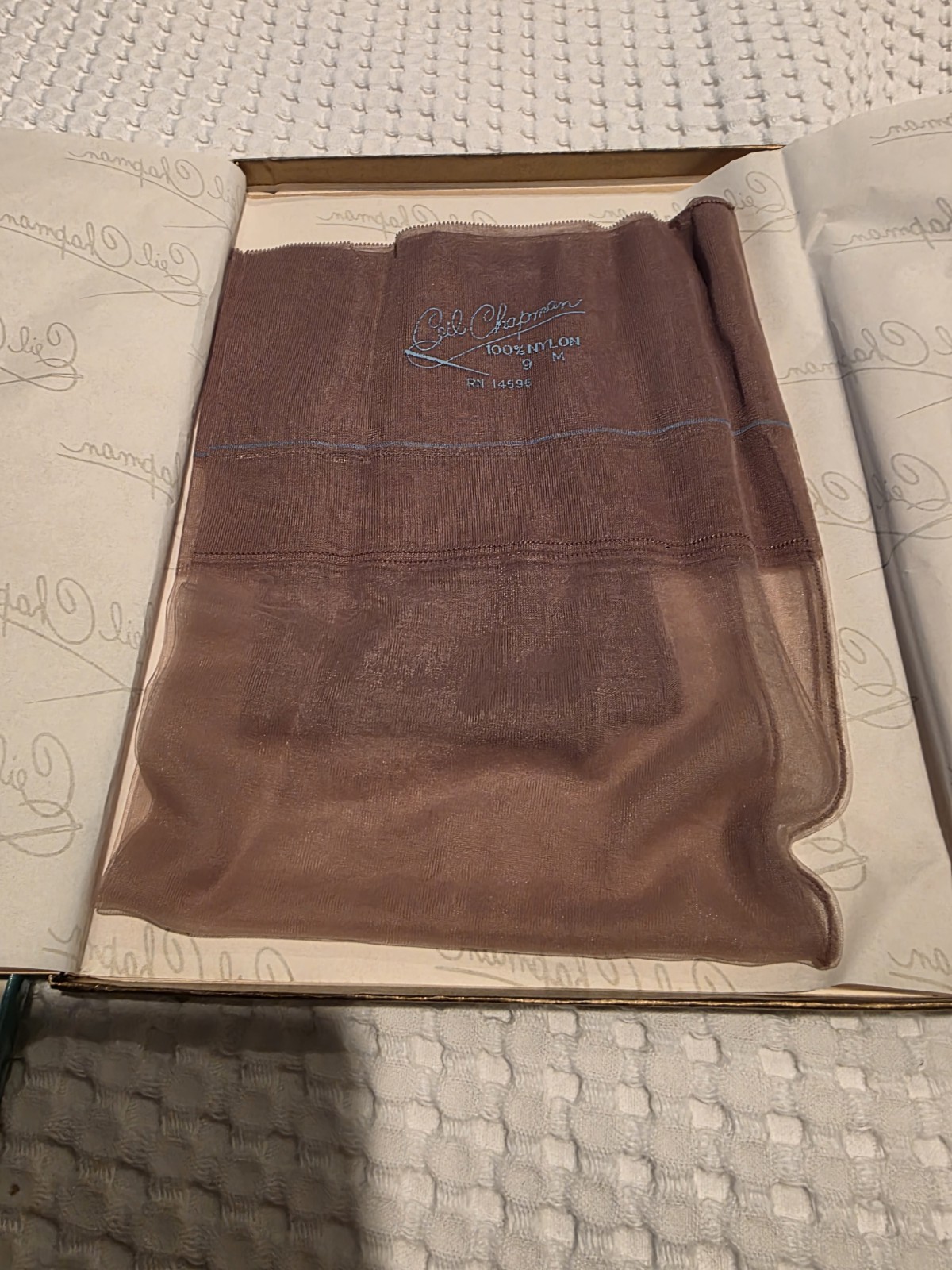 Ceil Chapman Vintage 1 Pair 100% Nylon Stockings Thigh High With Seam Size 9 M