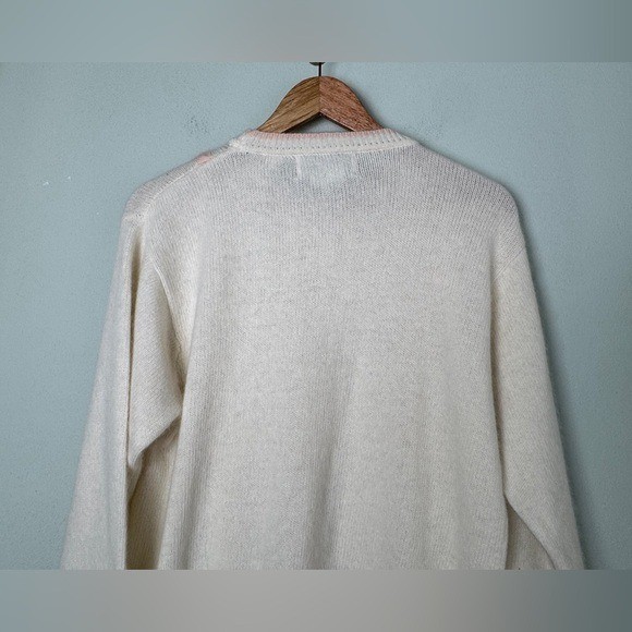 Vintage Lambswool Angora Sweater Cream Blush Soft Girl Coquette Cottagecore Knit