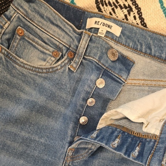 RE/DONE Vain Stove Pipe Jeans 25 High Rise Straight Leg Designer Denim