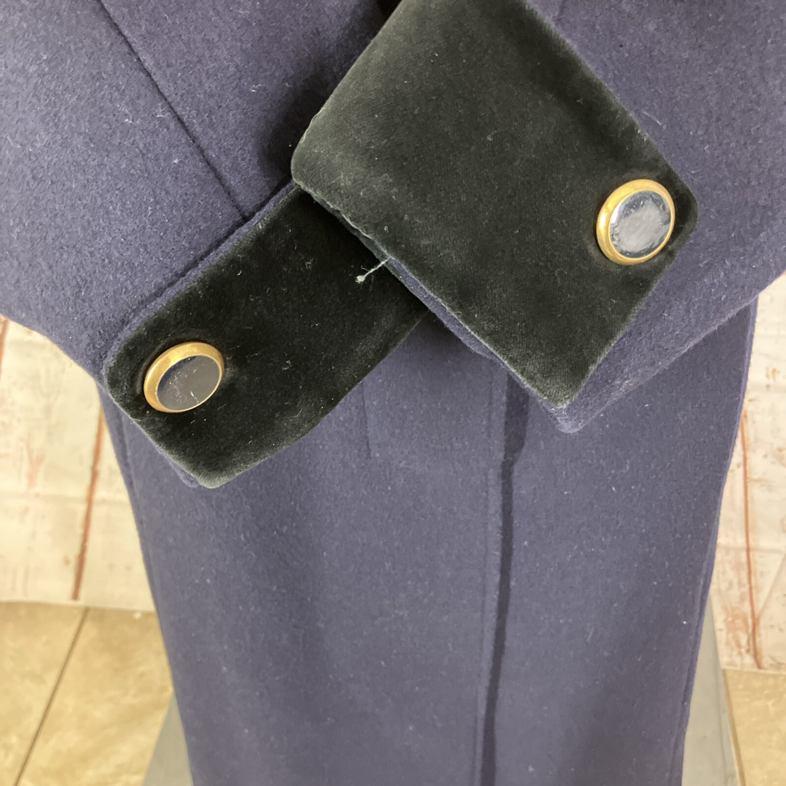 Donny Brook Wool Navy Blue Winter Warm Coat Size 4P Black Velvet Collar And Cuff