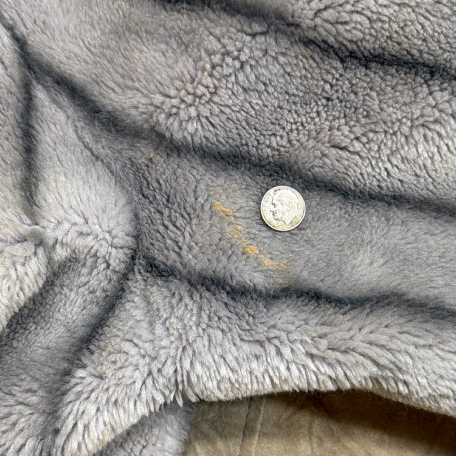 Vtg 1960s Faux Fur Stroller Coat Grey Stripe Yellow Floral Satin Circa1959-1964
