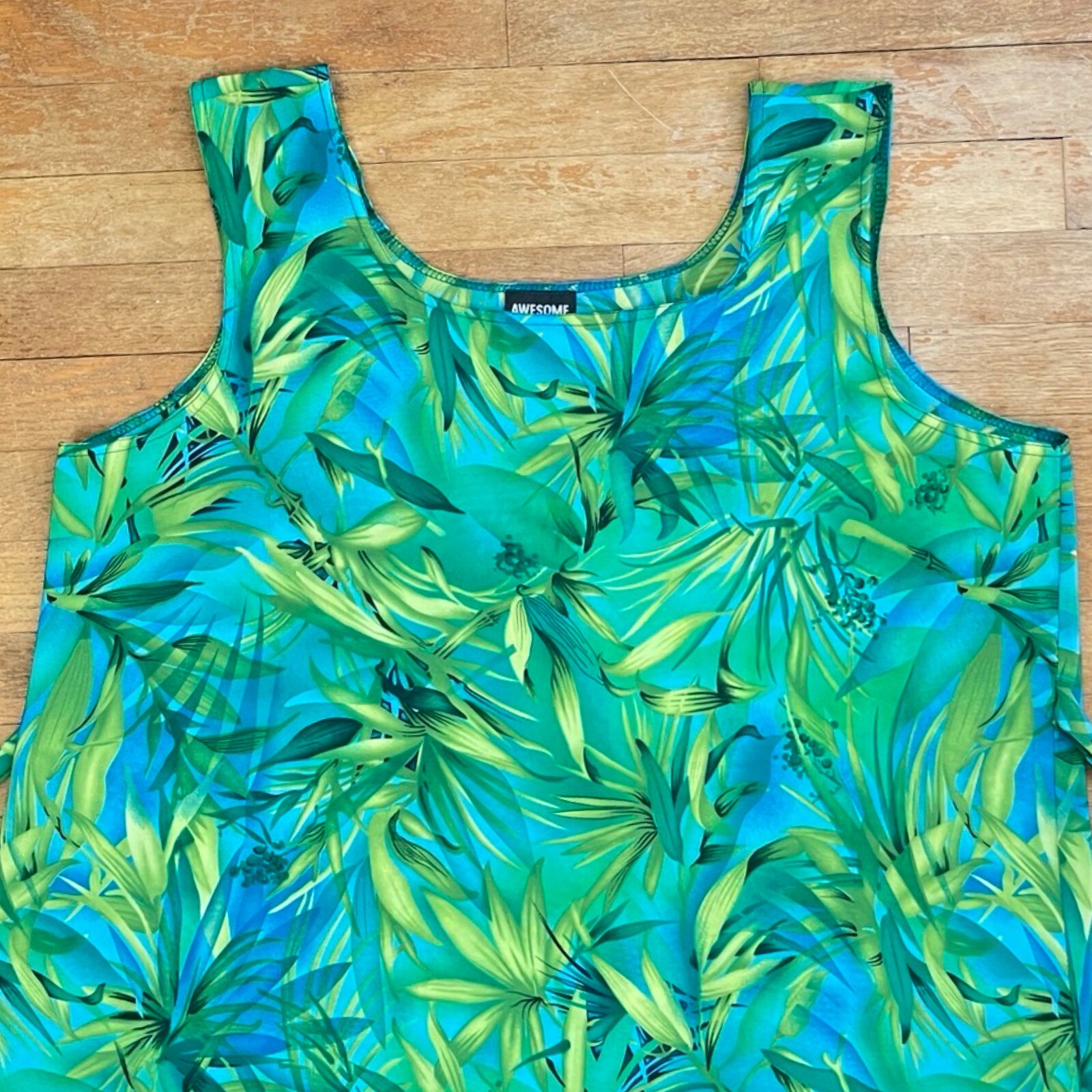Vintage Tropical Dress Plus Size 1X/2X 1990s Floral Print Maxi Tie Back Waist