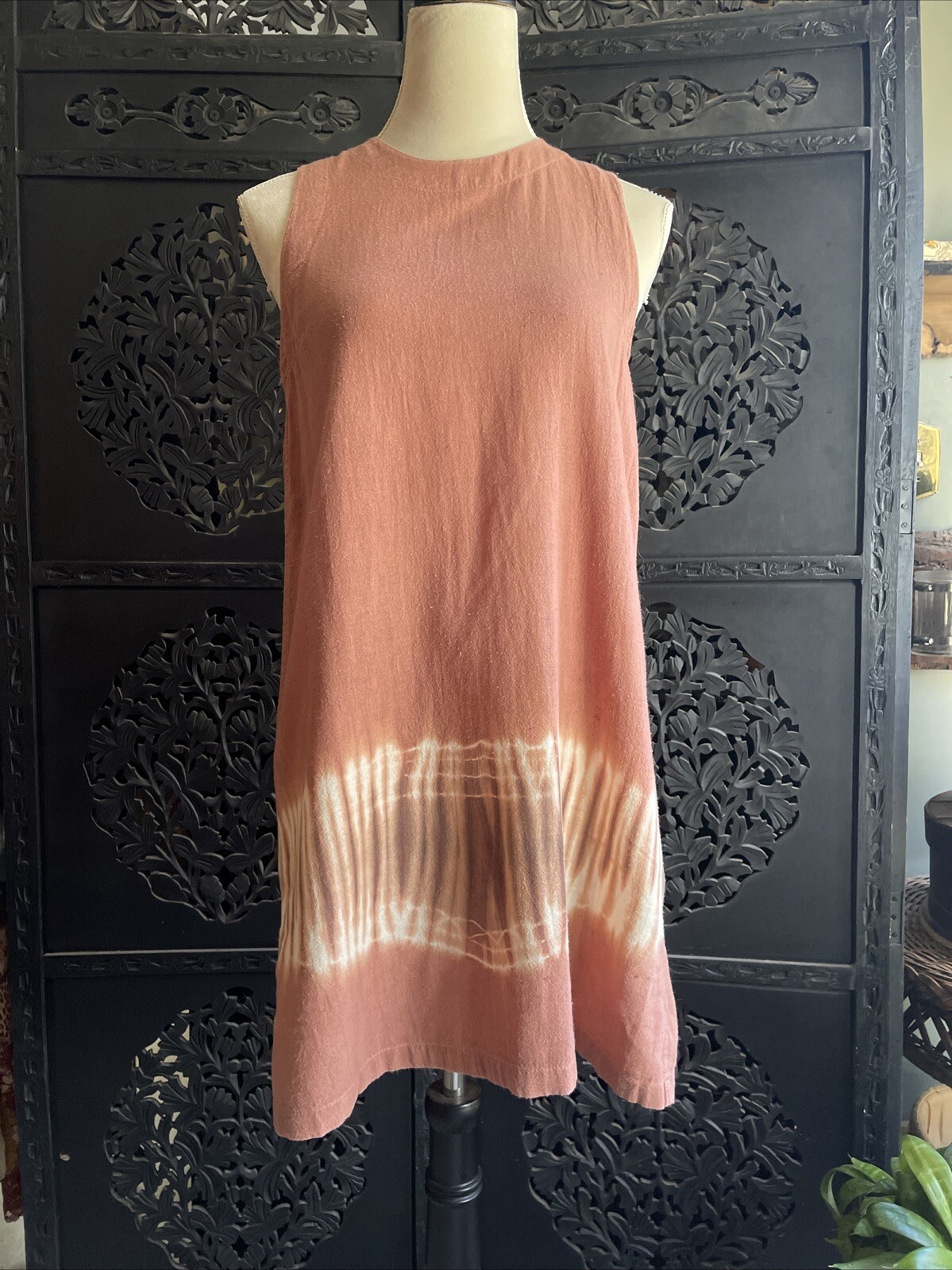 80’s90’s VTG Light Earthy Pink Tie Dye Casual Dress Size Small