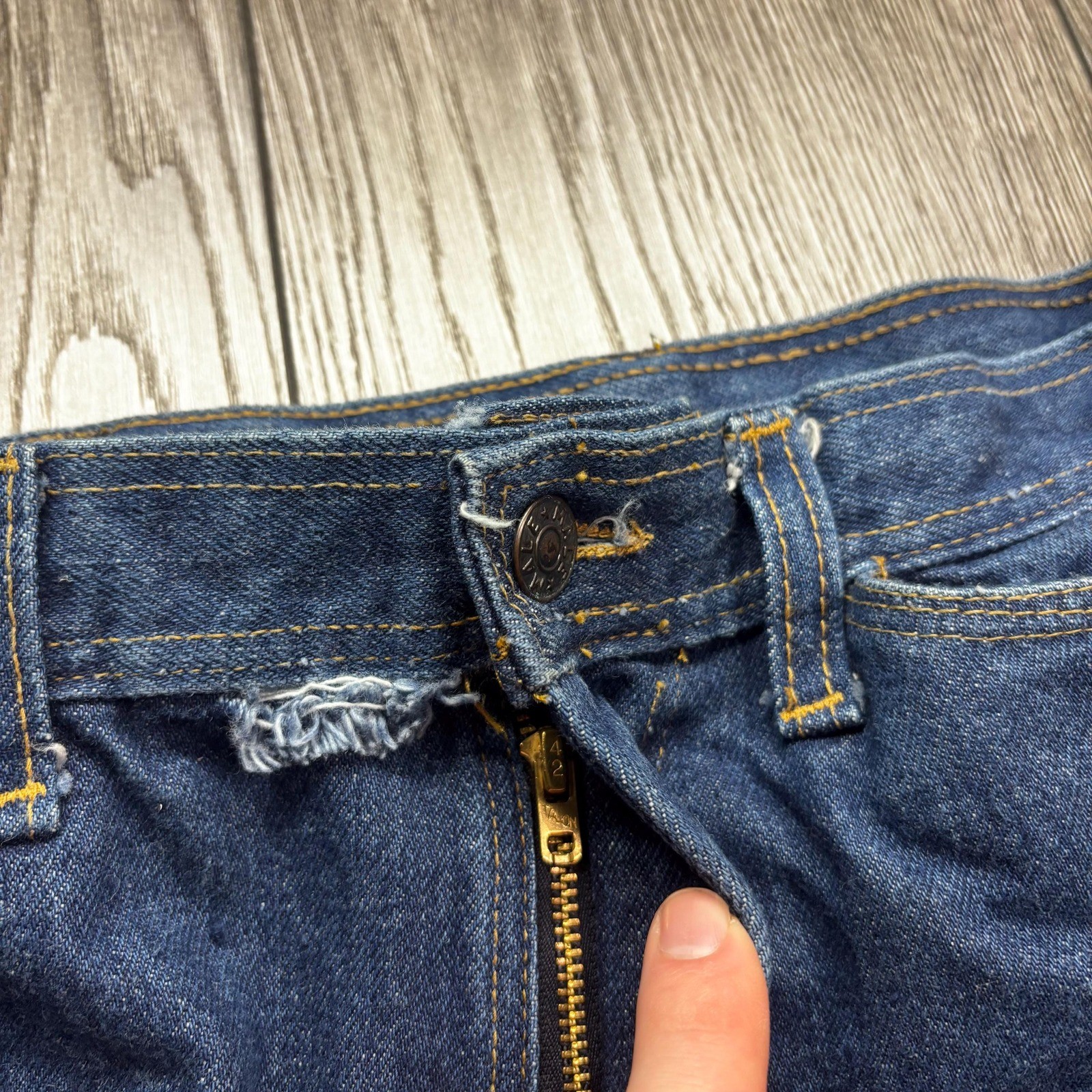 Vintage Male Pearl Snap 1970s Denim Jeans Western 30 x 28 Rare