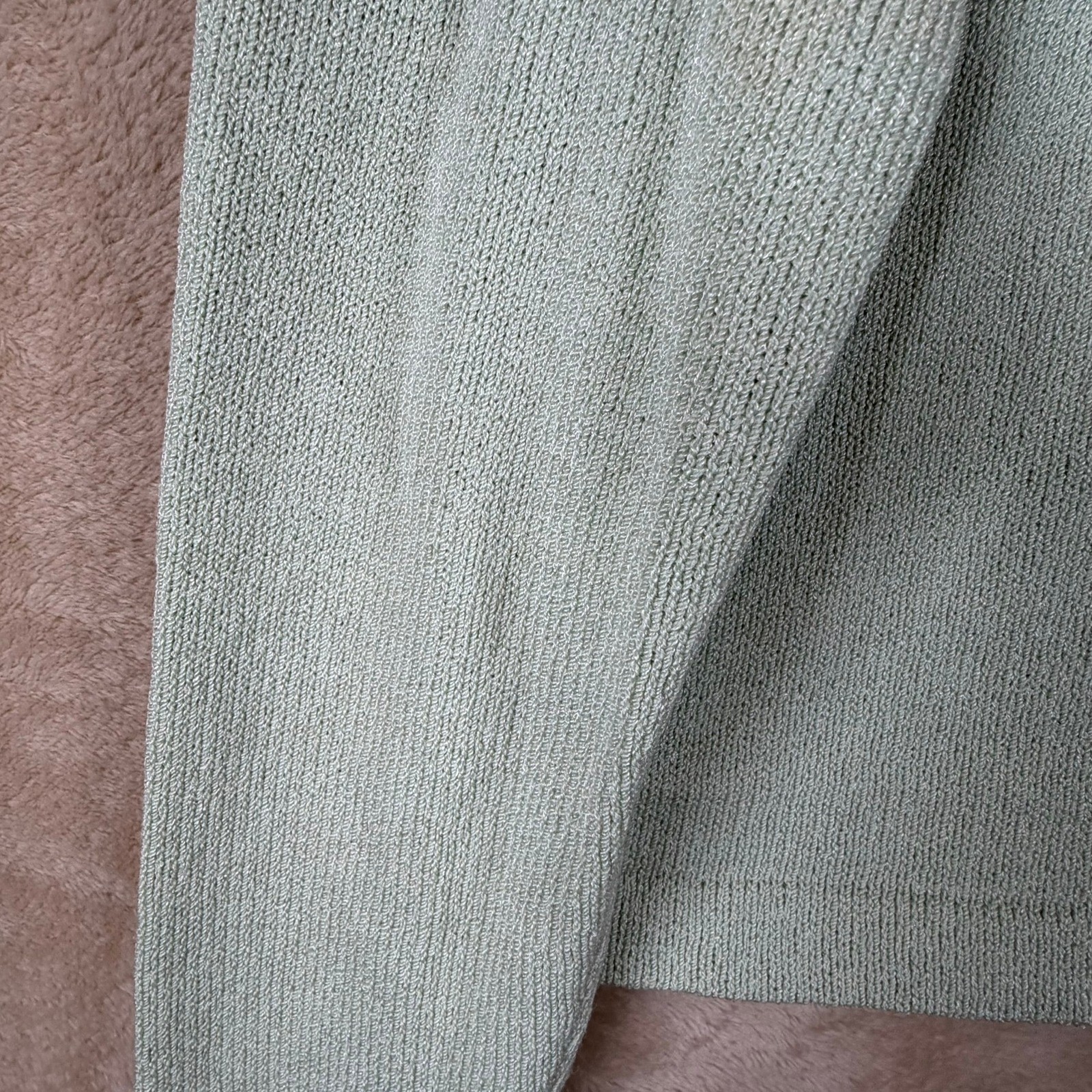 J.S.S. Vintage Mint Green Wool Blend Knit Skirt Set Petite Made in USA Cardigan