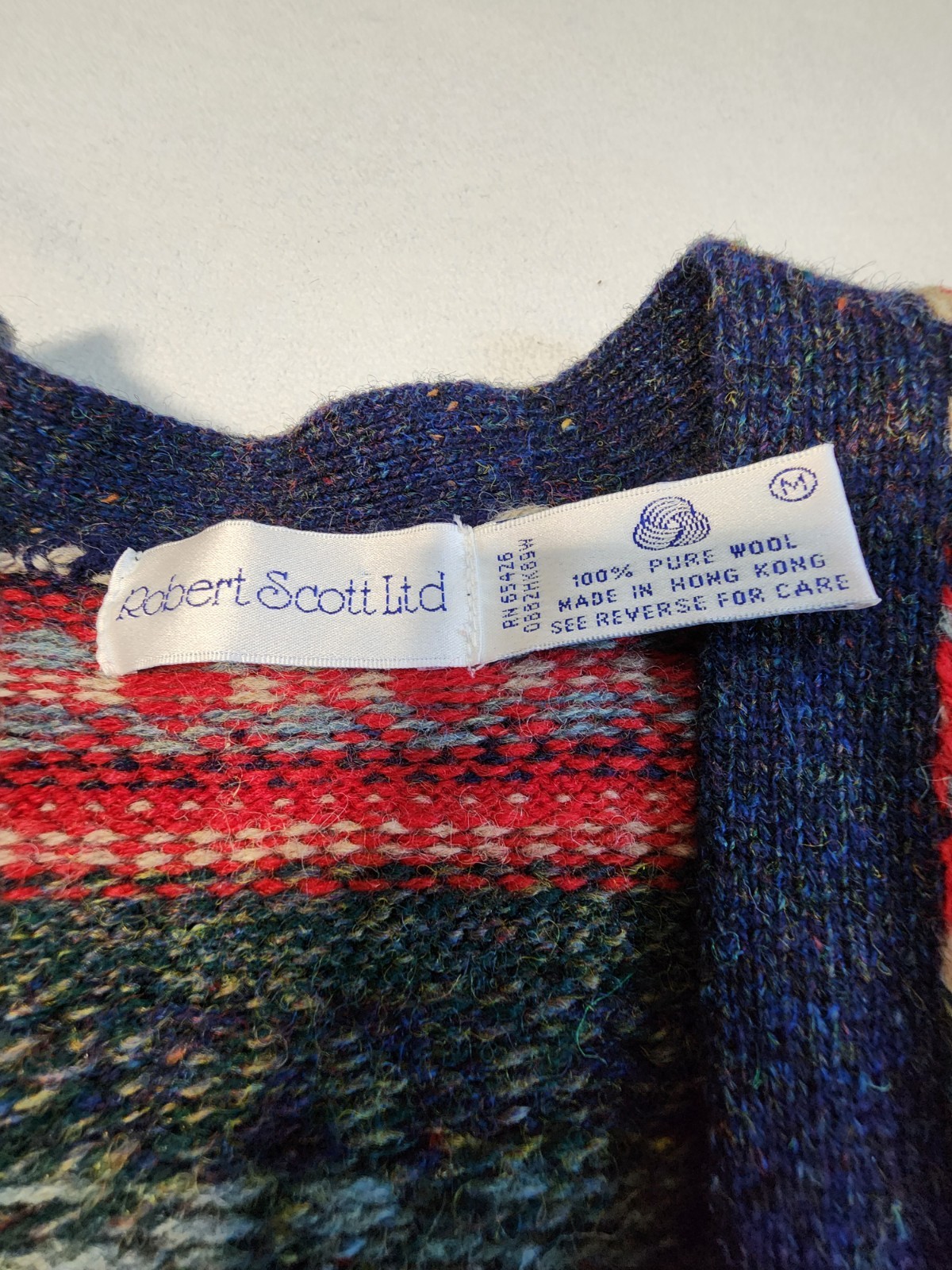 VTG Robert Scott Fair Isle 100% Wool Cardigan Sweater Boxy Grandpa Grannycore