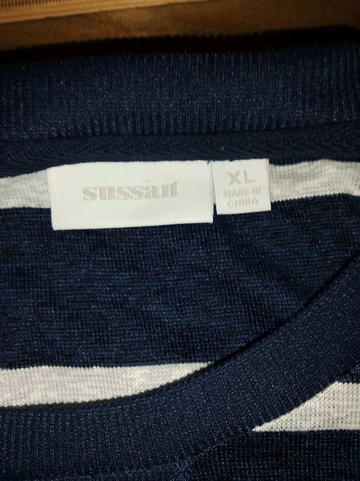 Sussan Blue Stripe Long Sleeve Lightweight Stretch Knit Top Size XL