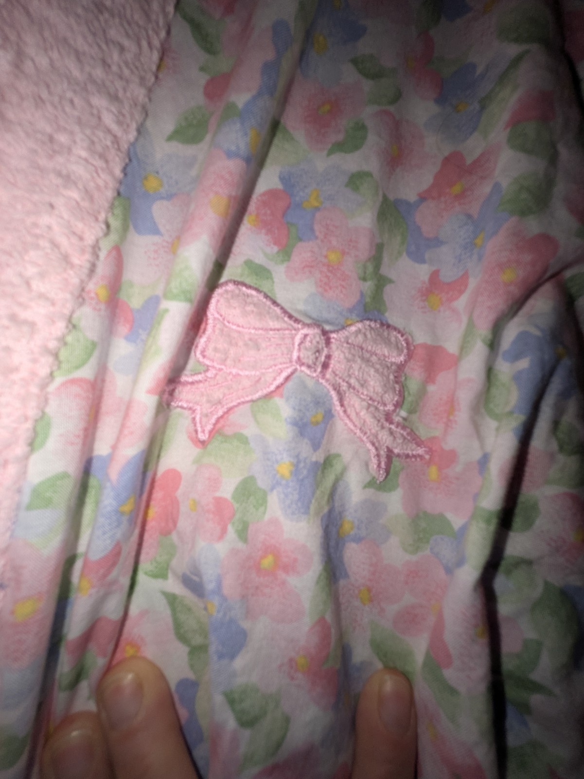 Vintage Pink Chenille trim Floral retro cottage Bath Spa robe S/M Cottagecore