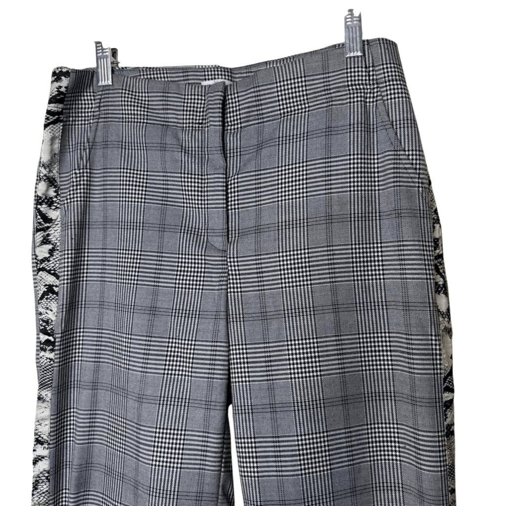 Fever Black & White Houndstooth W/Snakeskin Side Panel Trousers Sz 8 Blokecore
