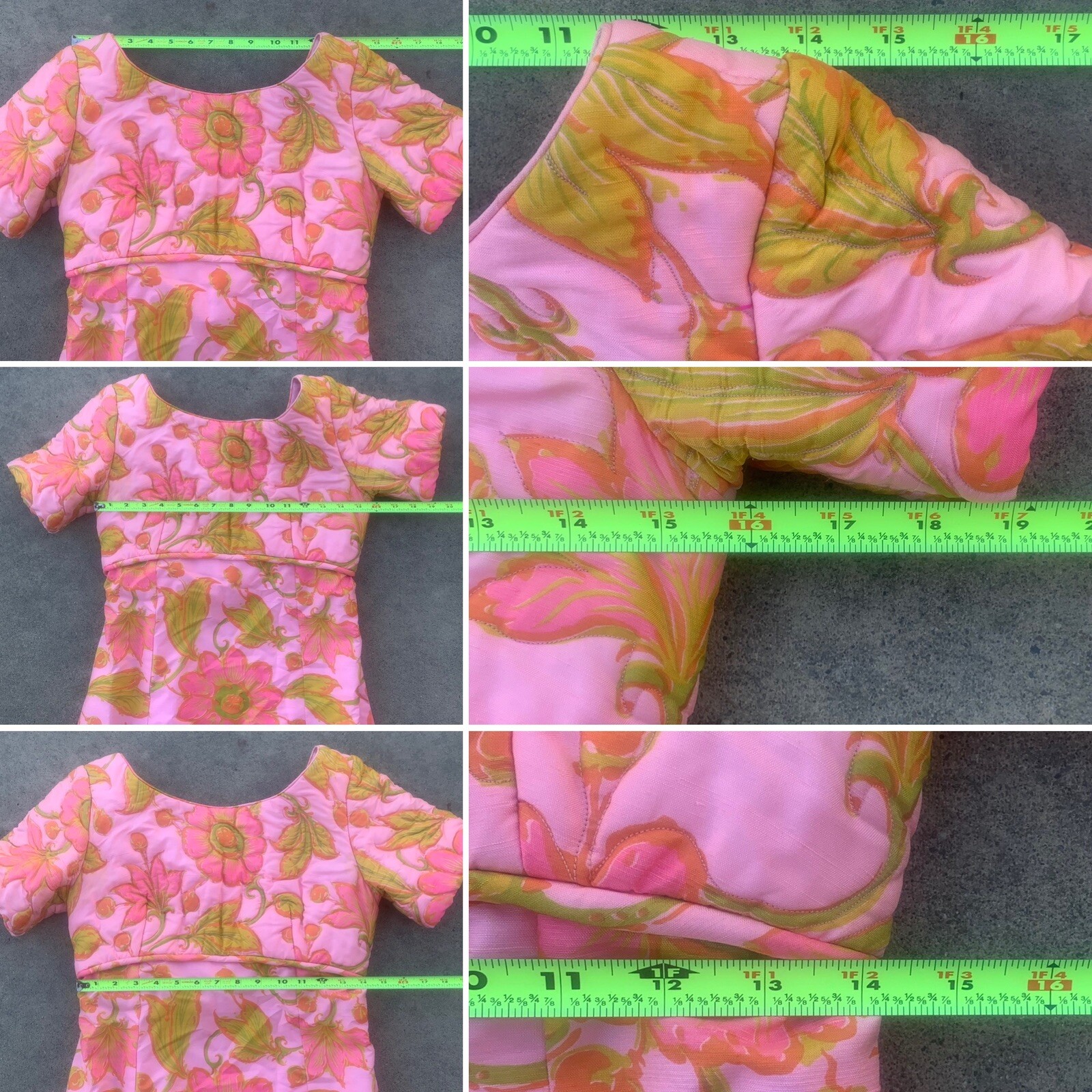1960s Silk Floral Maxi Dress Macys Marchioness Pink Multicolor Hong Kong S