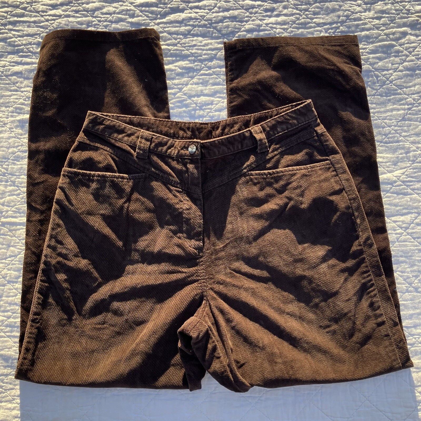 J. Jill Womens Vintage High Rise Pants 100% Cotton Brown Corduroy Size 14