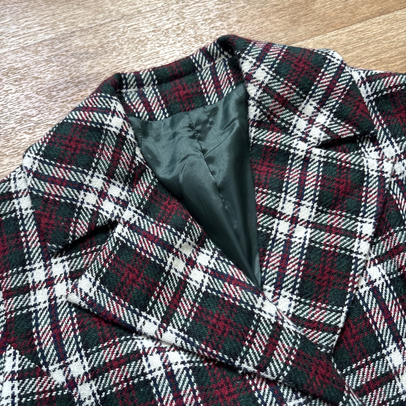 Vintage 1970s Women’s Handmade Plaid Suit Set Pants & Blazer Flare Bell Small