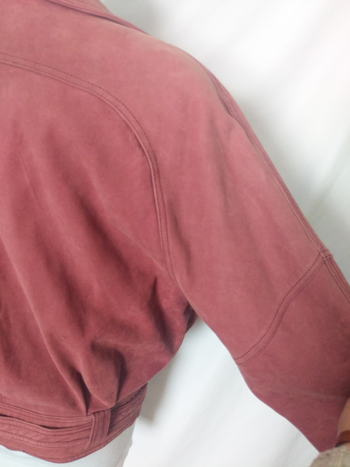 Vintage Maggie Lawrence Rose Pink Mauve Belted Leather Jacket Size Small EUC