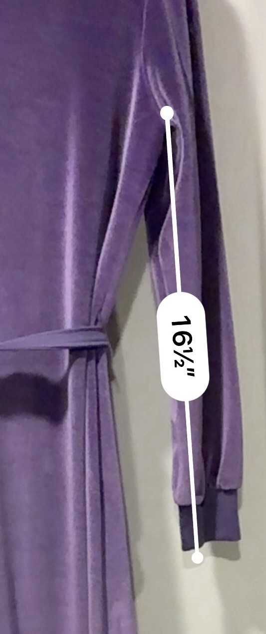 Vtg 70s Lilac Purple Velour Velvet Dress Long Sleeve Size M Midi