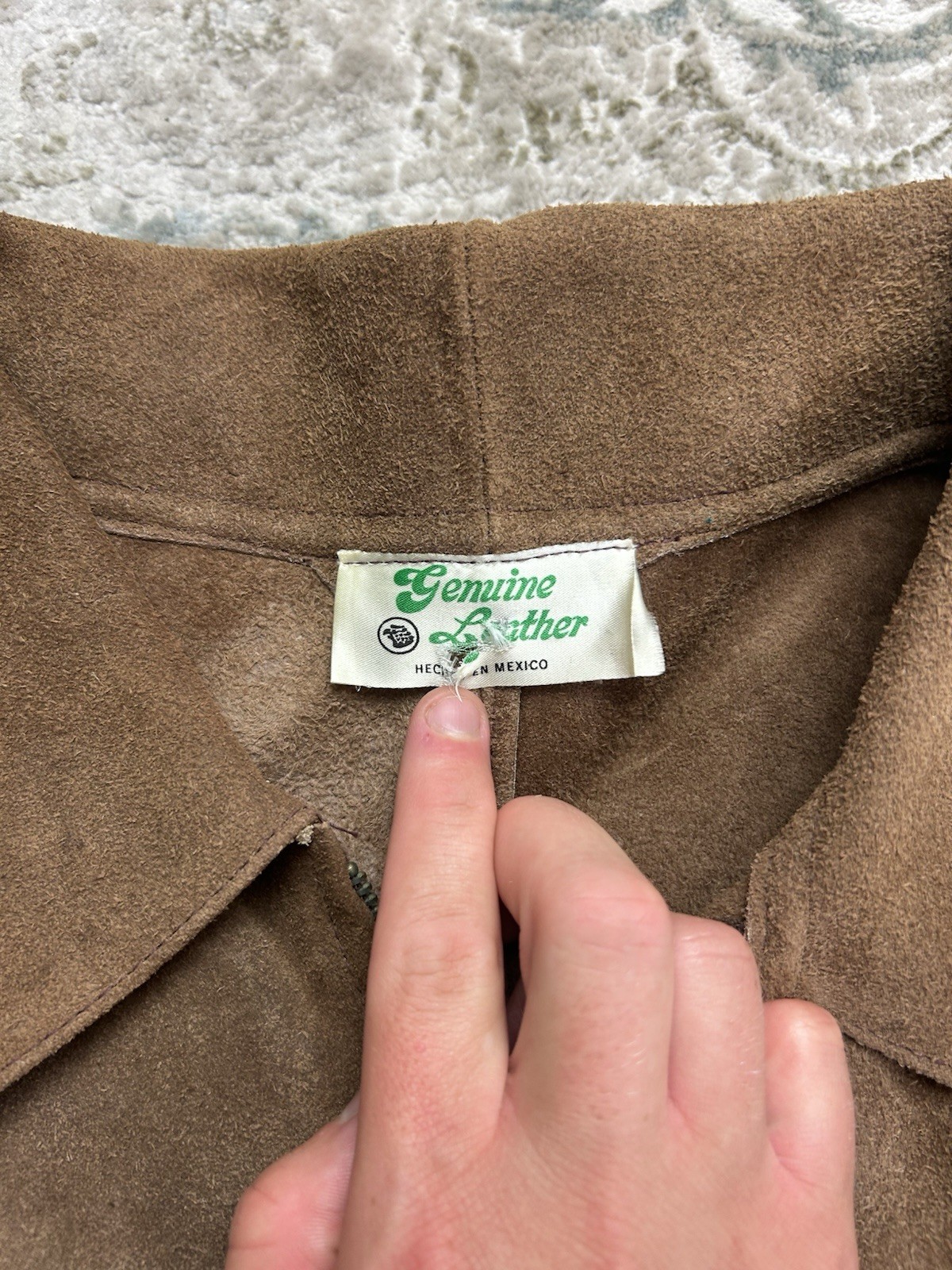 Vintage 60’s 70’S Suede Leather Cape Poncho Boho Hippie Floral Mexico