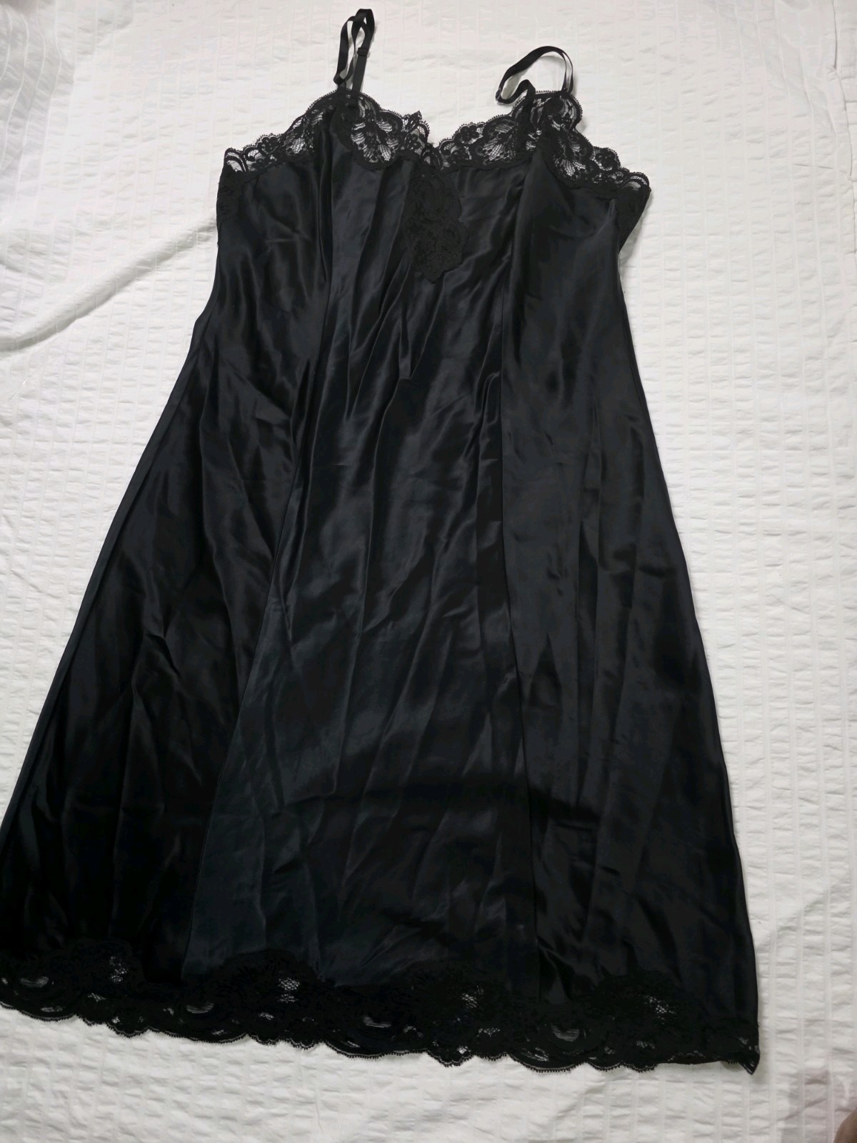 Wonder Maid Women’s Full Body Slip Size 38, Non-Cling, Nylon ILGWU USA Black Lac
