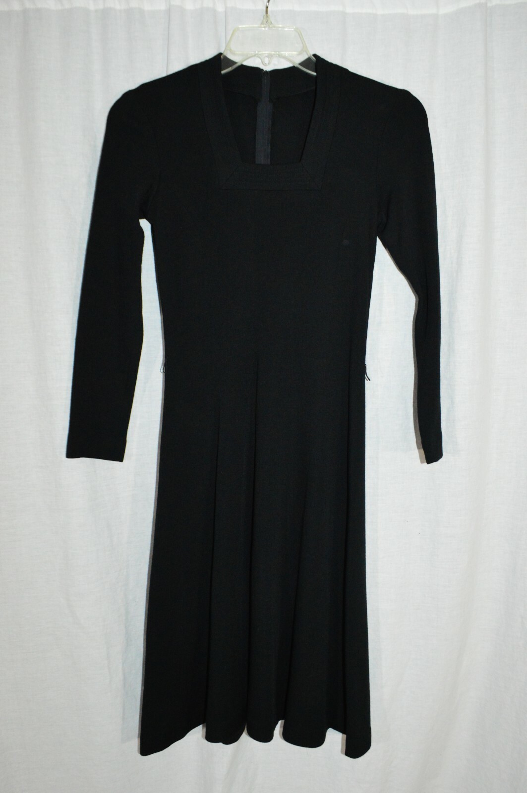 Anjac Marc Needleman 1970s Womens Black Wool Mod Dress Size 8 USA Made