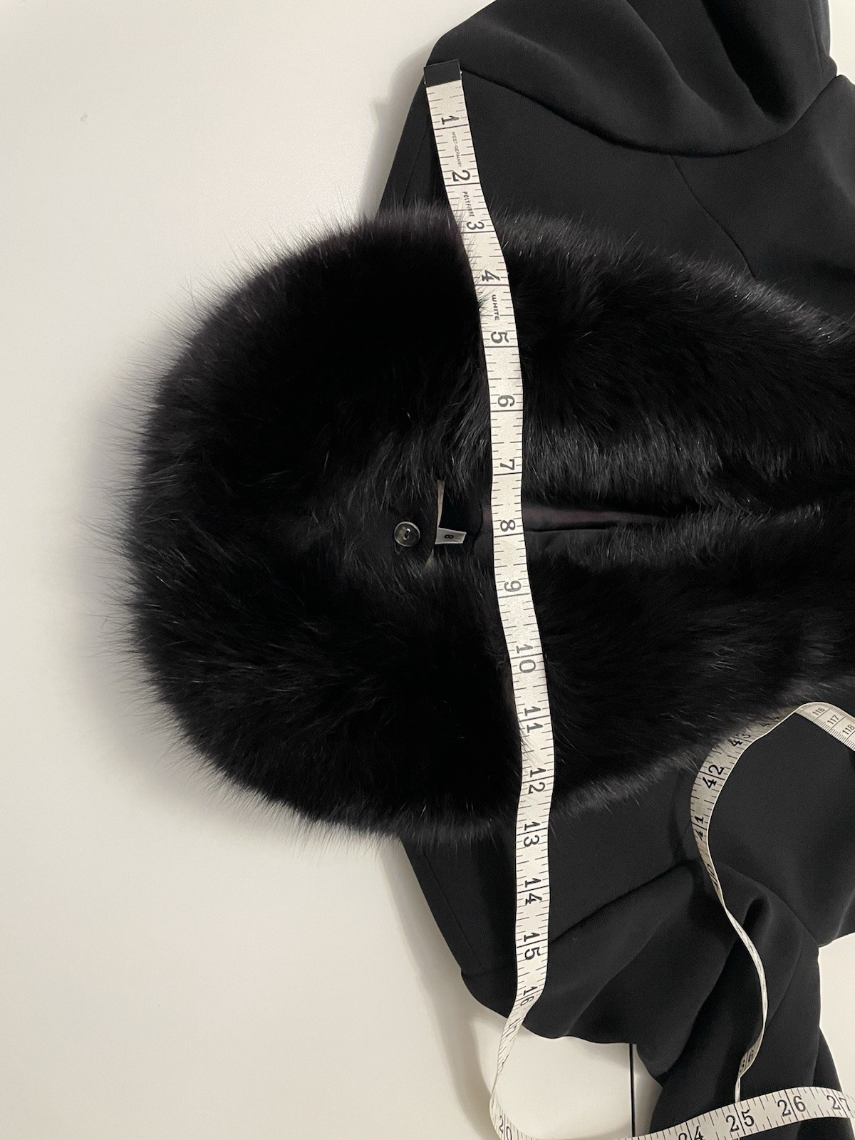 Vintage 90s Alberto Makali Black Fox Fur Collar Power Shoulder Blazer Jacket sm