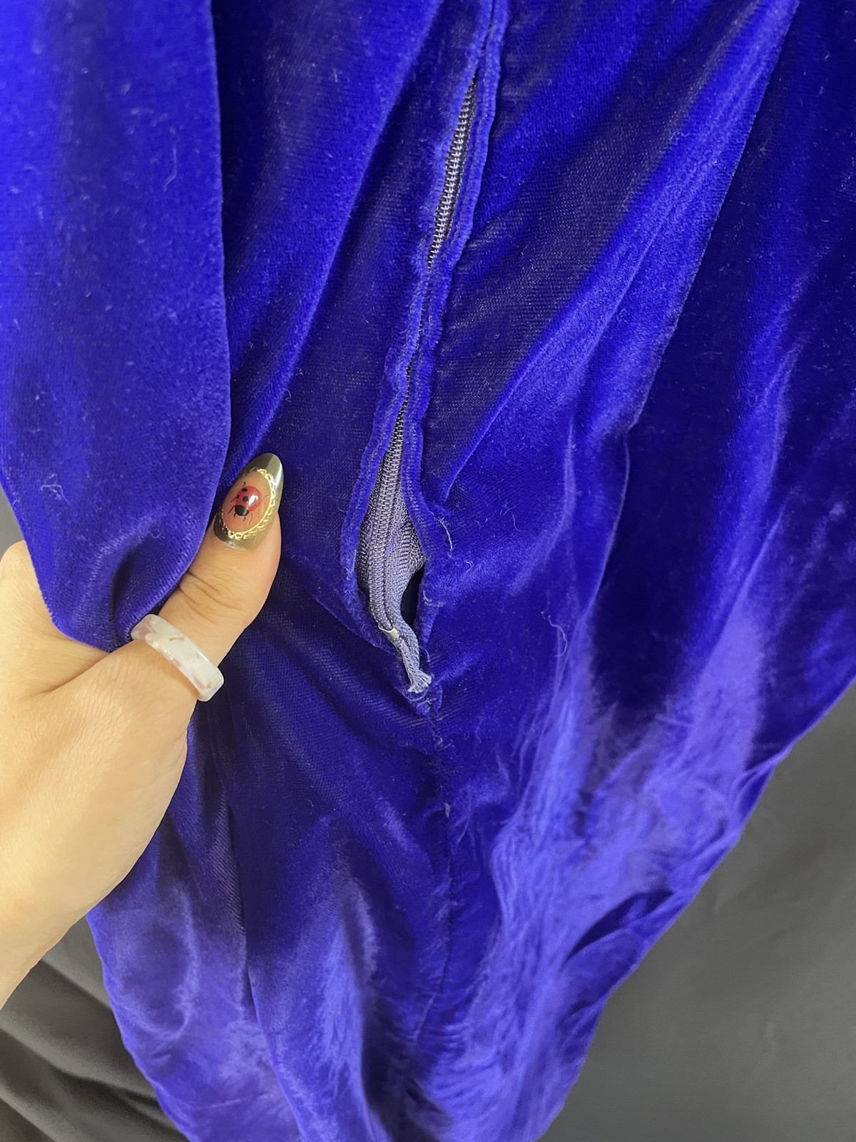 Vintage Hot Purple Velvet De Laru Dress Formal / Evening