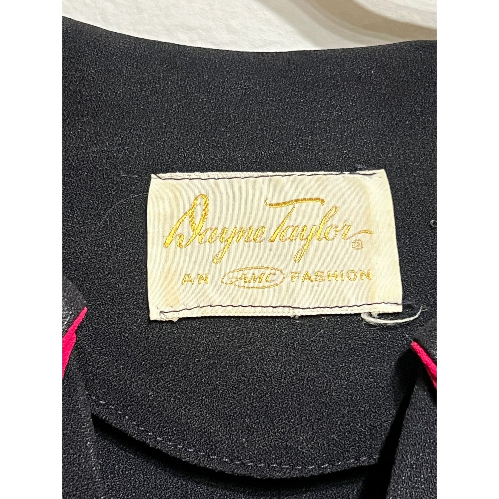 Vintage 1950s Rogers Taylor Navy Blue Fuchsia Pink Trim Fit Flare Dress Mid-Mod