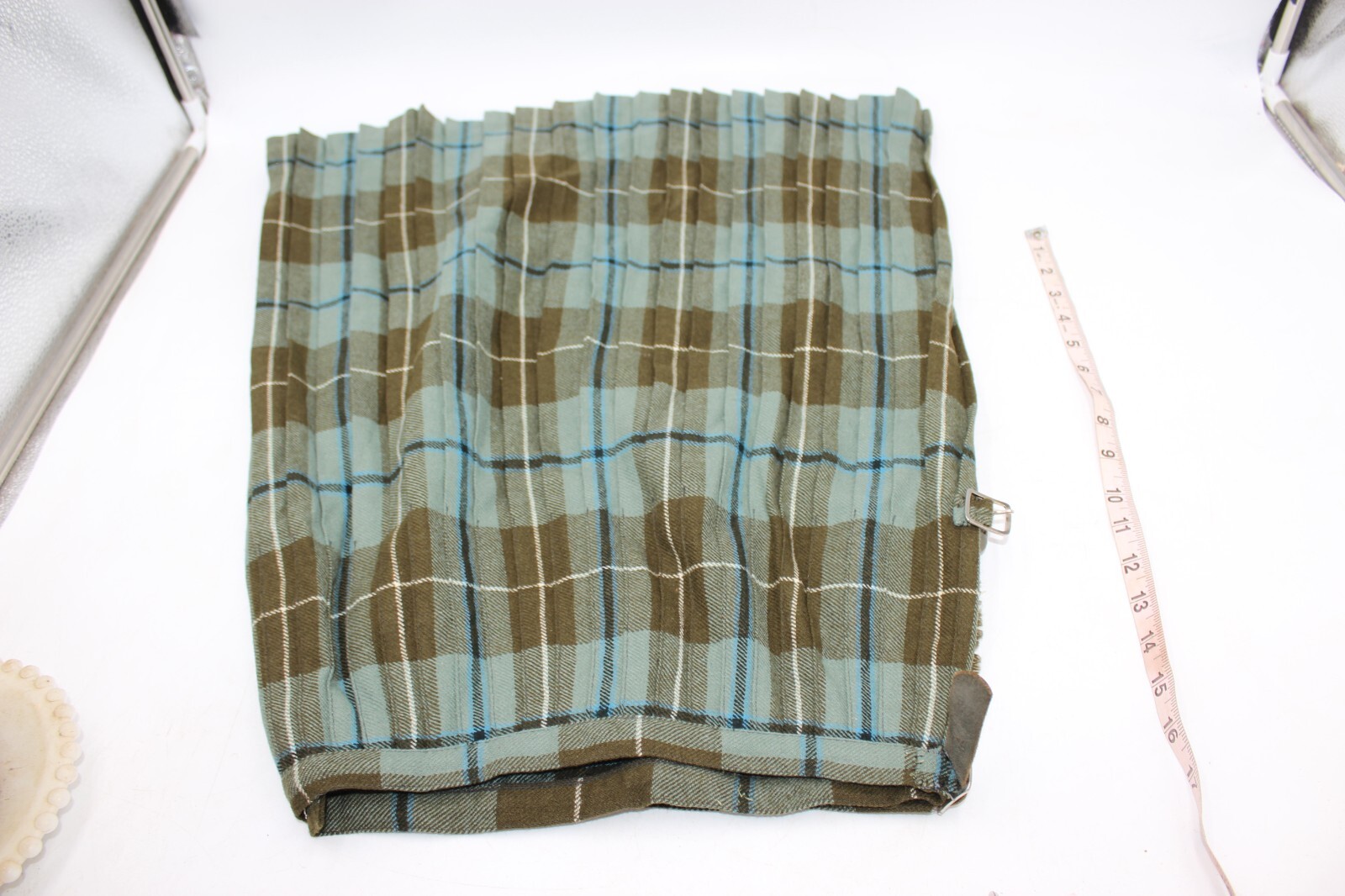 Green Brown Vintage Plaid Wrap Skirt Lined Scottish Irish Costume Classy Casual