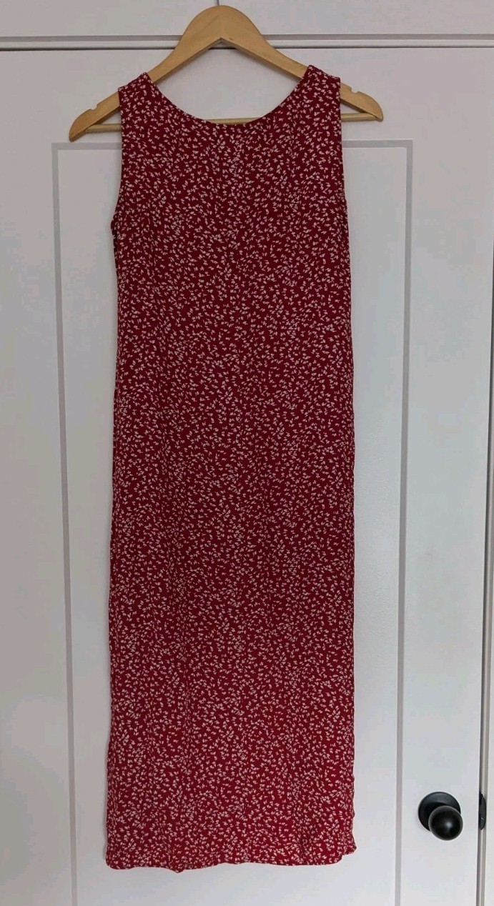Vintage Carol Anderson Cottagecore Red Floral Dress Small Rayon Made In USA