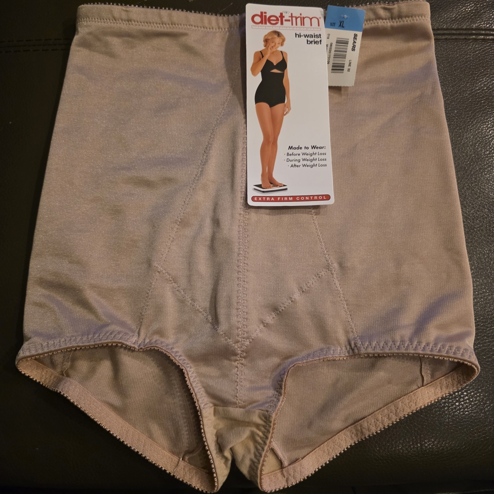 DIET TRIM Hi-Waist Cinching Brief Shapeware Extra Firm SEARS XL BEIGE 31-32