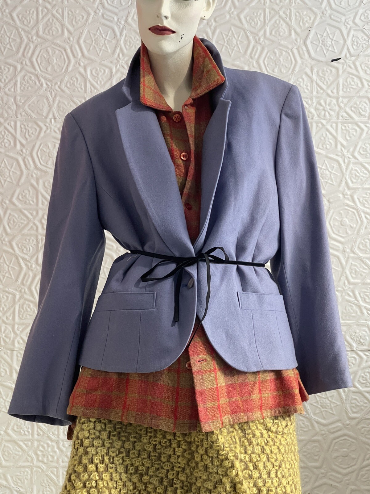 Vintage 1980s-1970s Pendleton Blazer-Lavender-Grey-Wool-Classic-Jacket-medium