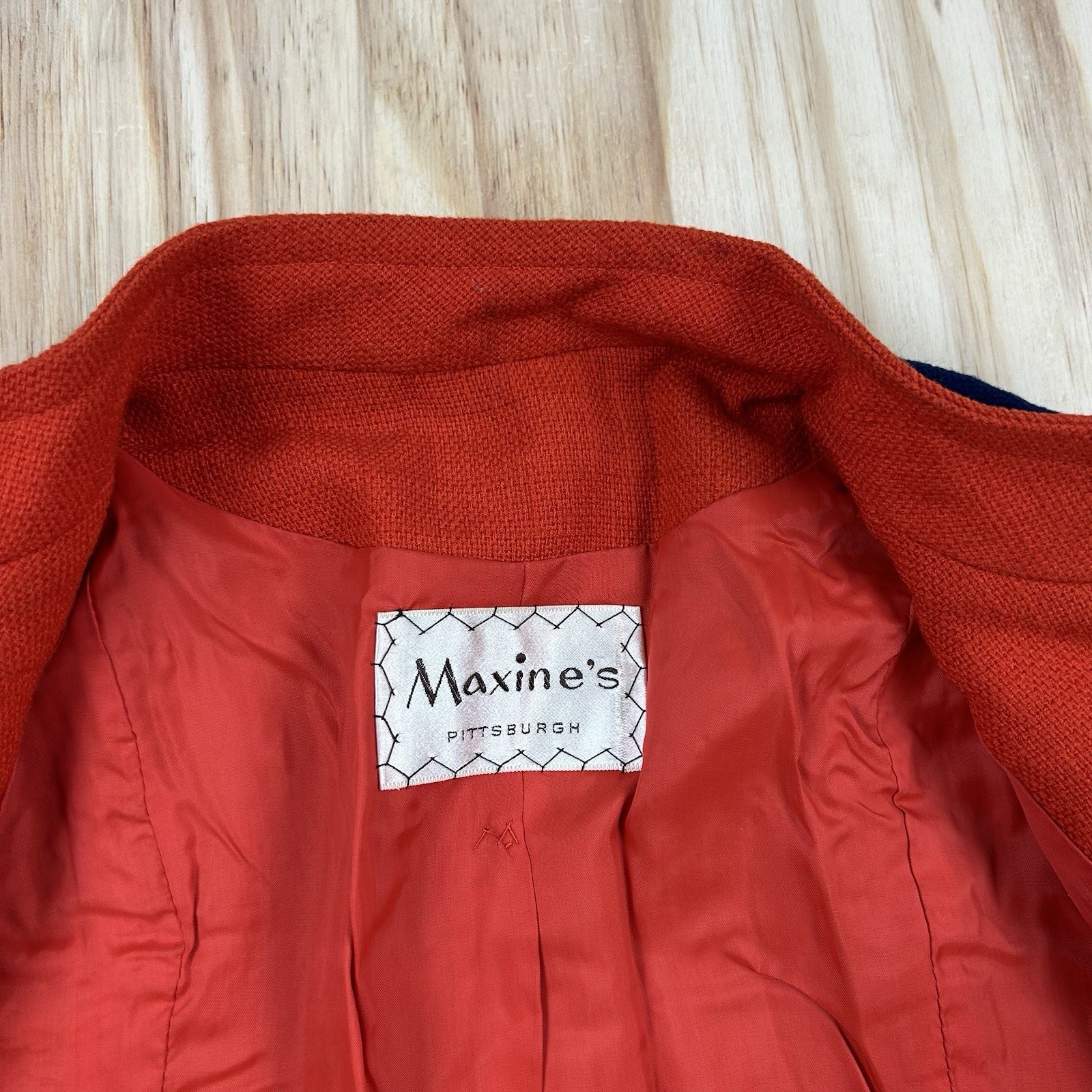 Barberini Women’s Vintage Unique Plaid Red and Blue Jacket Leather Tie Small