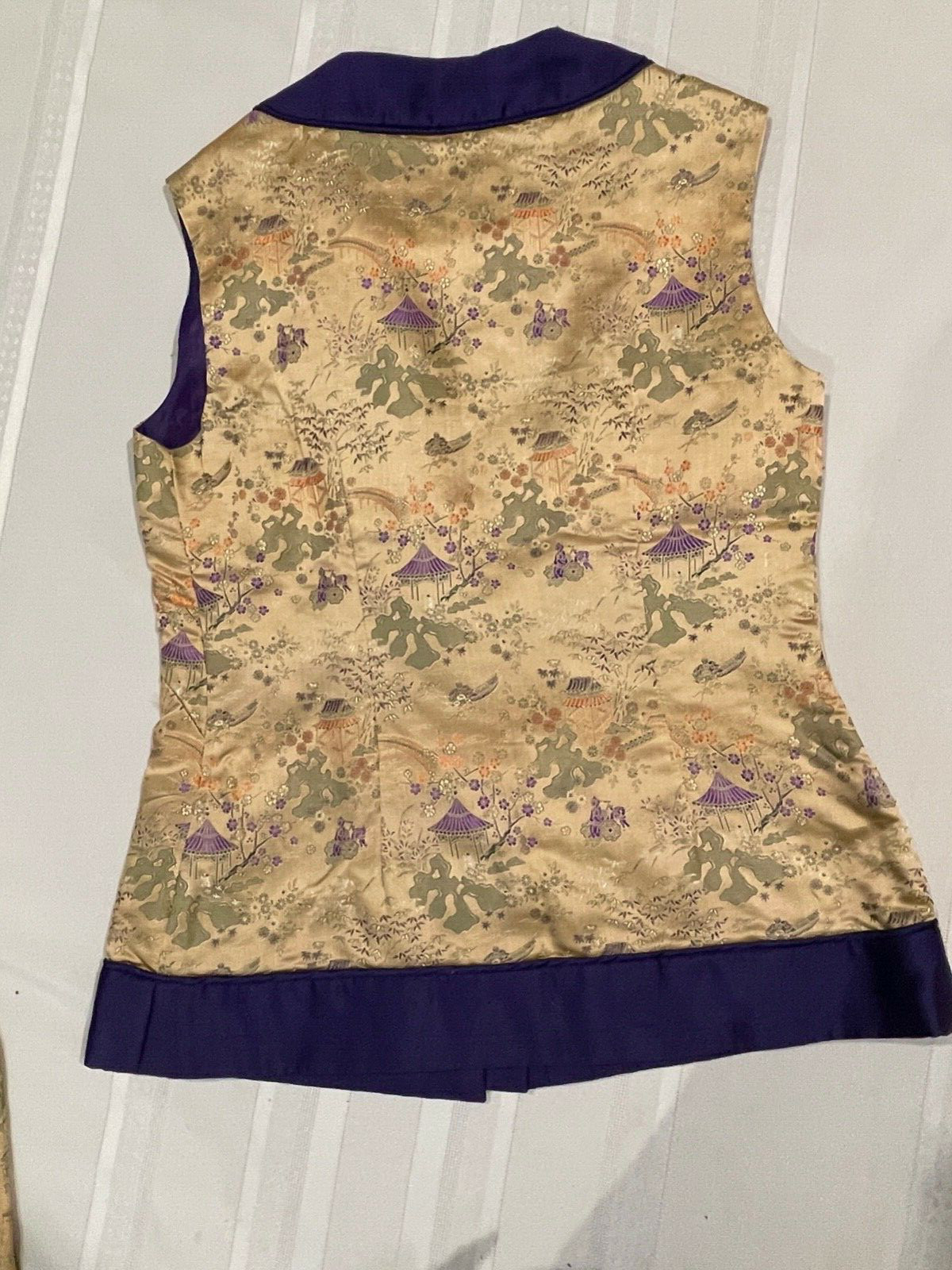 Vintage 70s Evening Gown MAXI Skirt & Top Embroidered Asian Silk Sleeveless