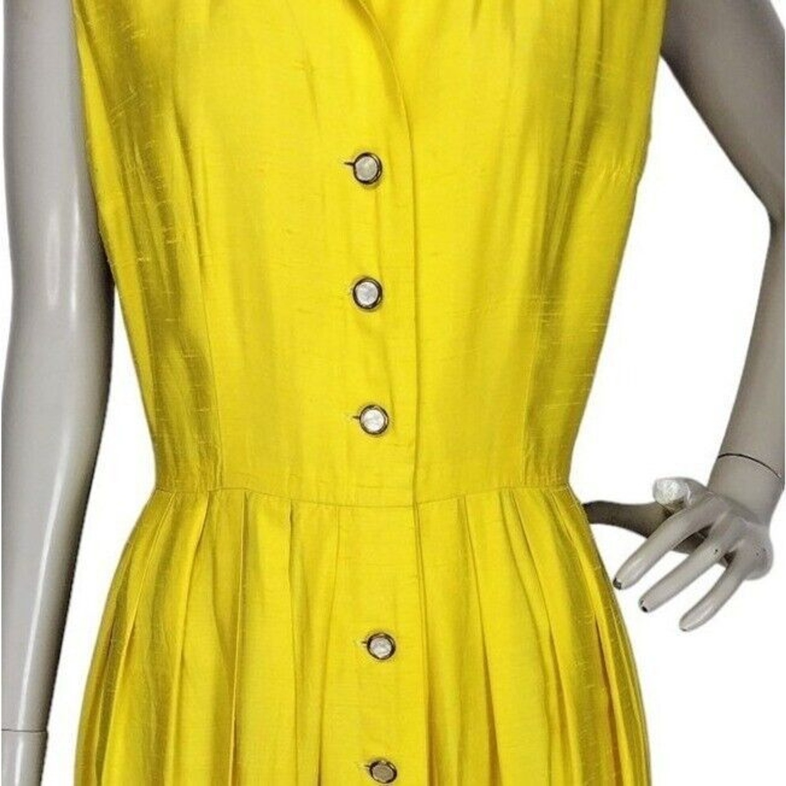 Vintage 50s 60s McMullen Yellow Sleeveless Button-Down Maxi Sun Dress