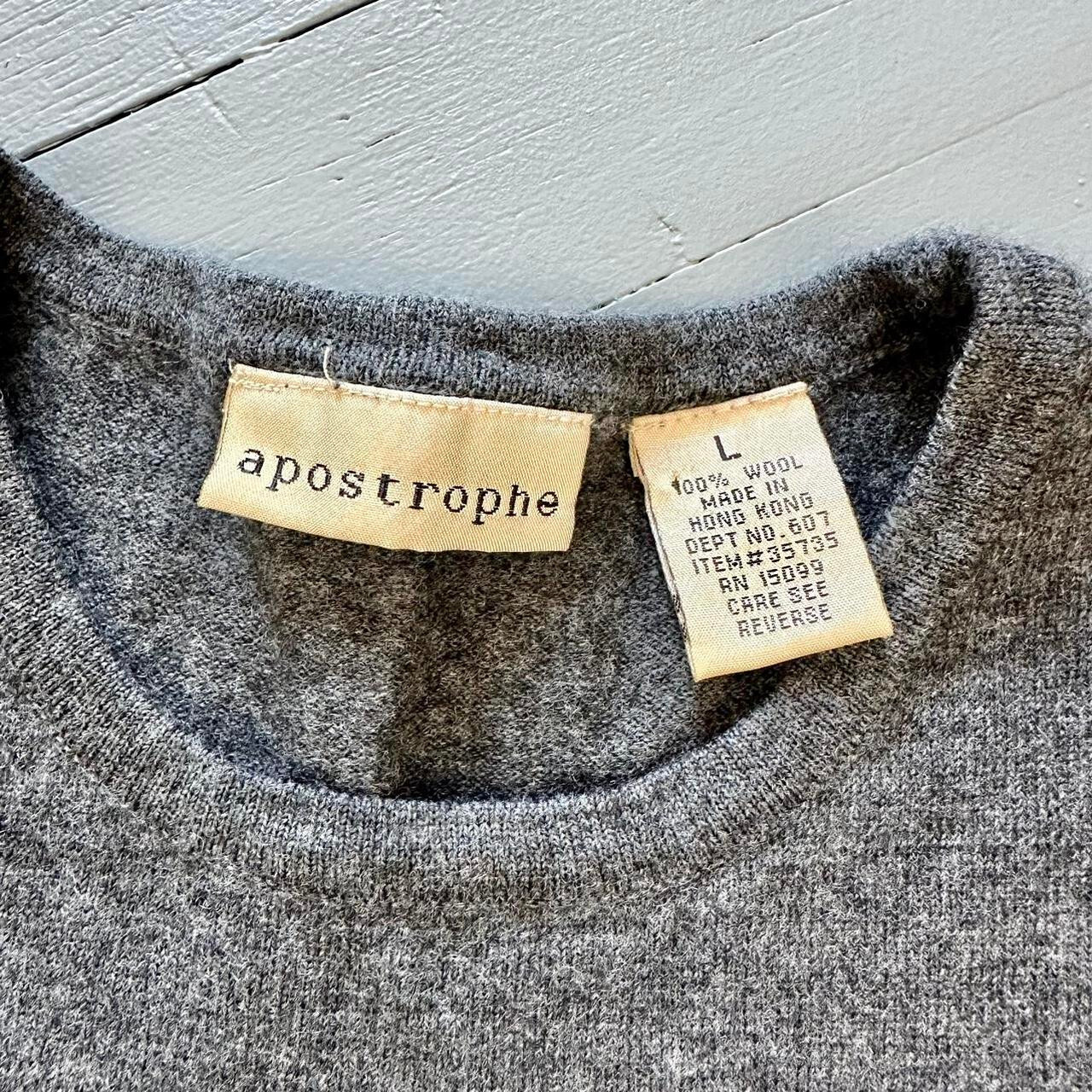 Early 90s Vintage Basic Grey Boxy Knit Sweater T-shirt M L Work Office Top