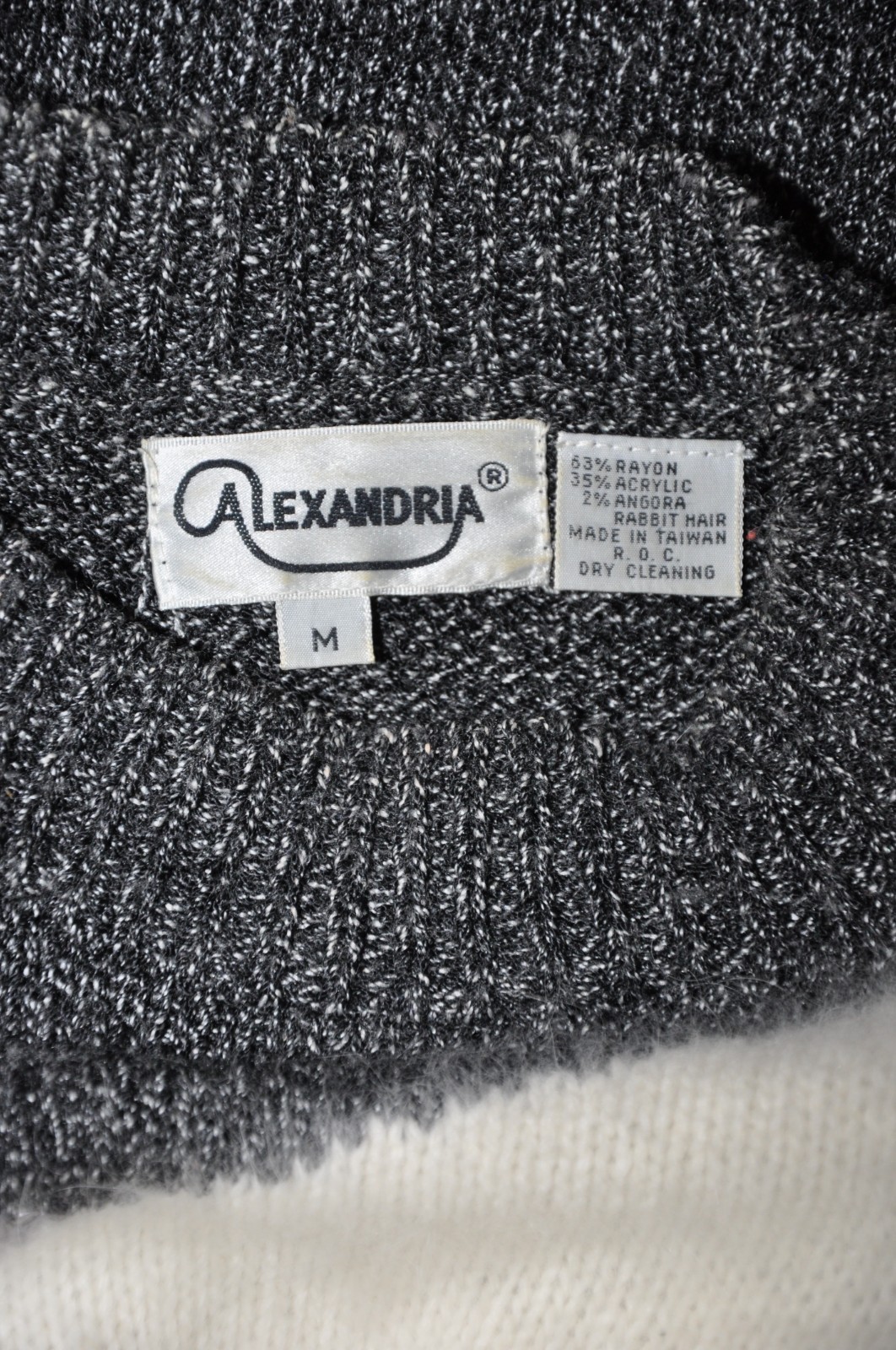 90s Vintage Gray Angora Rayon Colorblock Crewneck Boyfriend Sweater Women M L