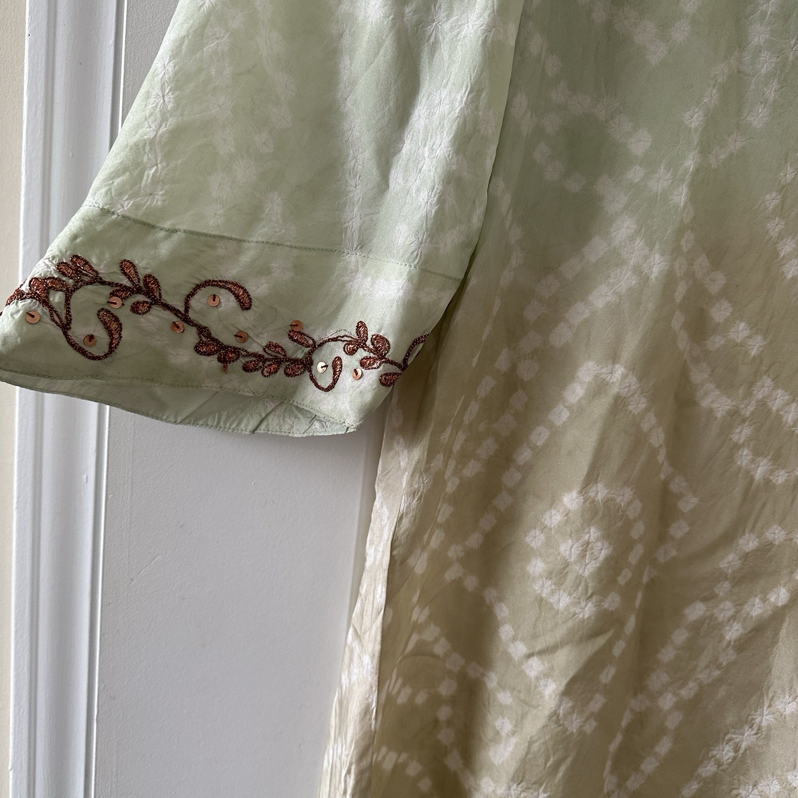 Vintage Soft Surroundings Silk Ombre Embroidered Sequin Tunic Women’s Sz Medium
