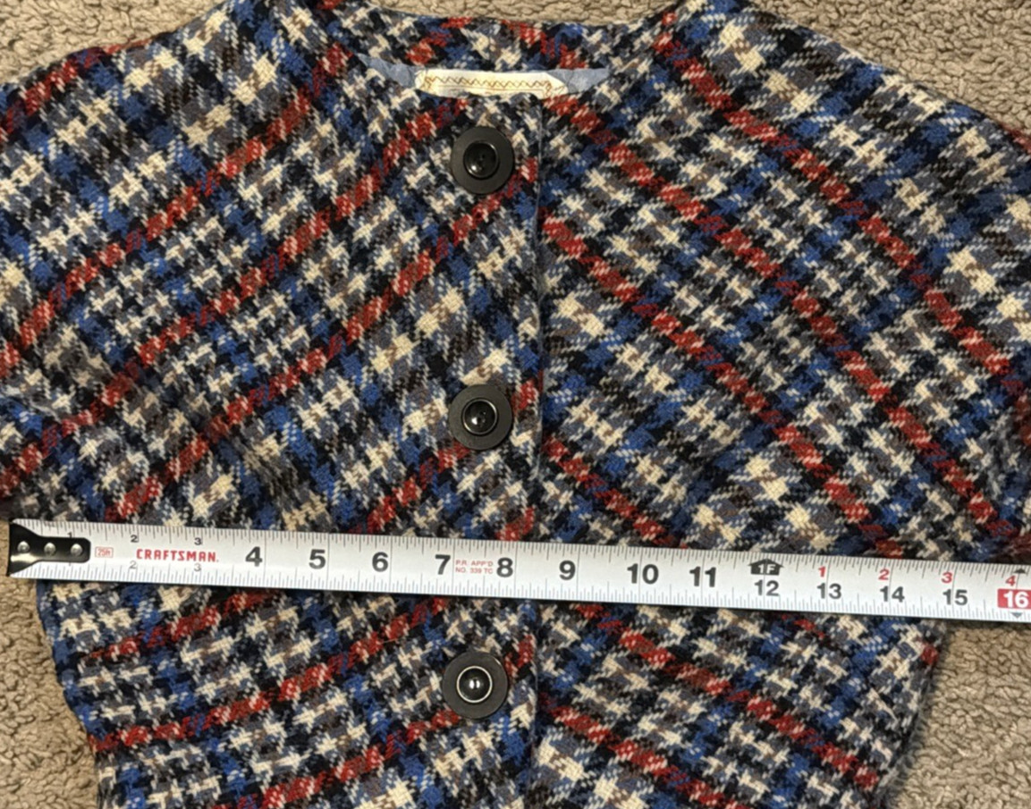 Vintage 1960s Handmade Wool Tweed Skirt Suit Set XXS 00 Cropped Boxy Jacket