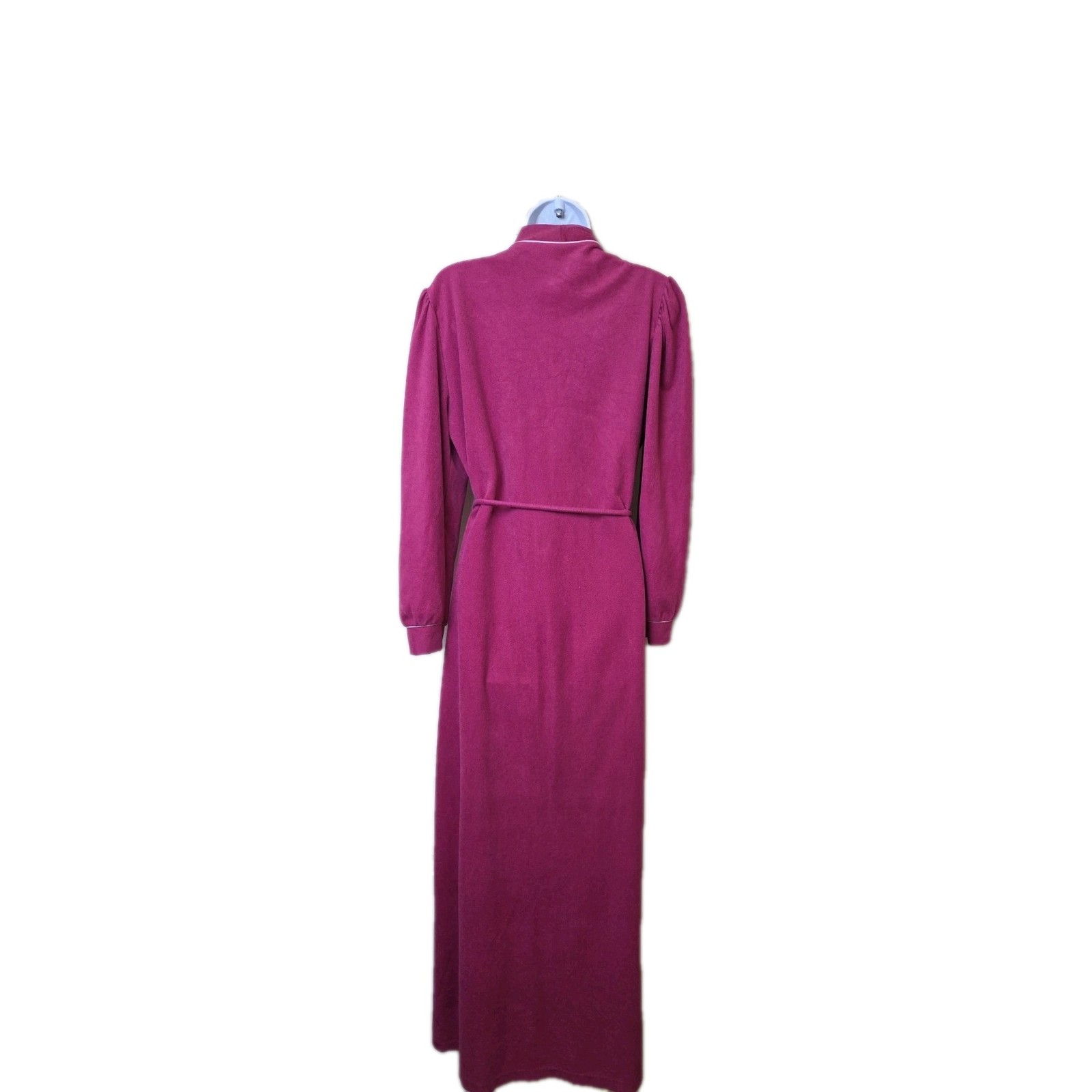 Vintage 70s Velour Robe Dressing Gown Hot Pink Fleece Size 13 Jennifer Dale