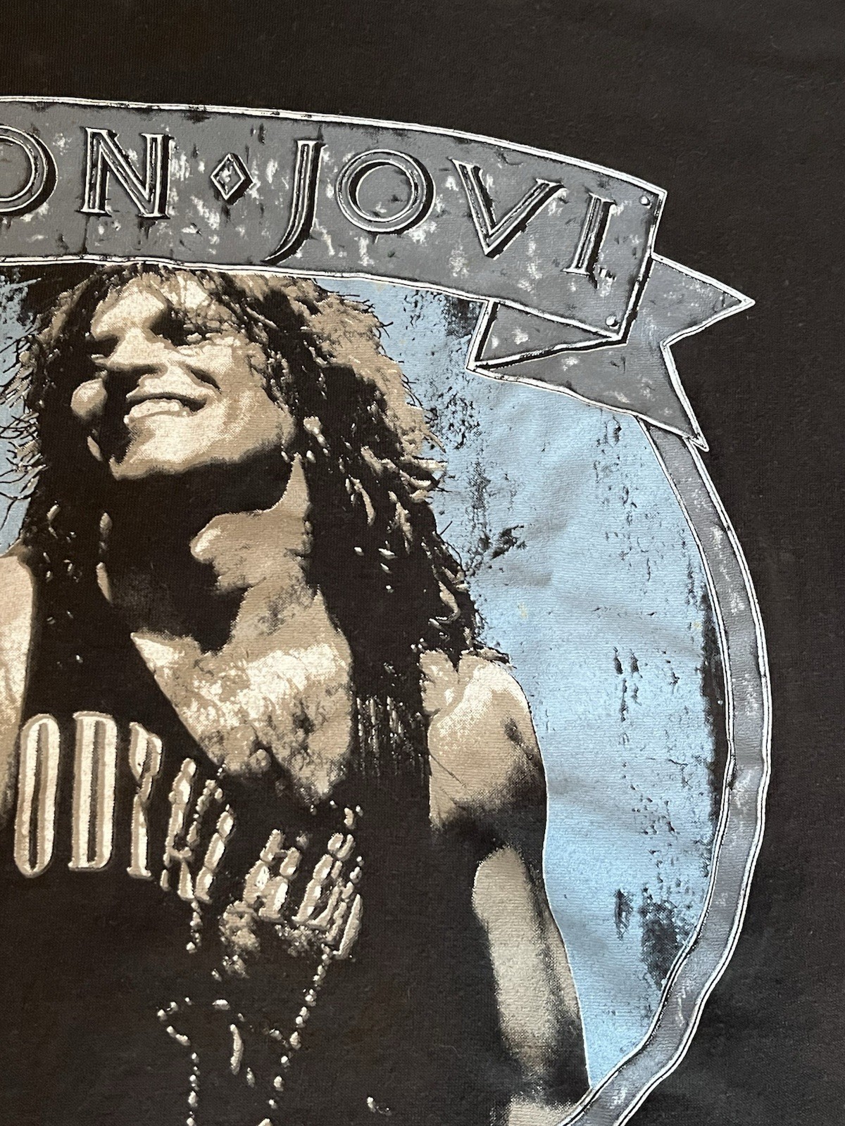 Vintage Bon Jovi T Shirt 1989 New Jersey Beaded Size L Womens Unisex Glam Rock