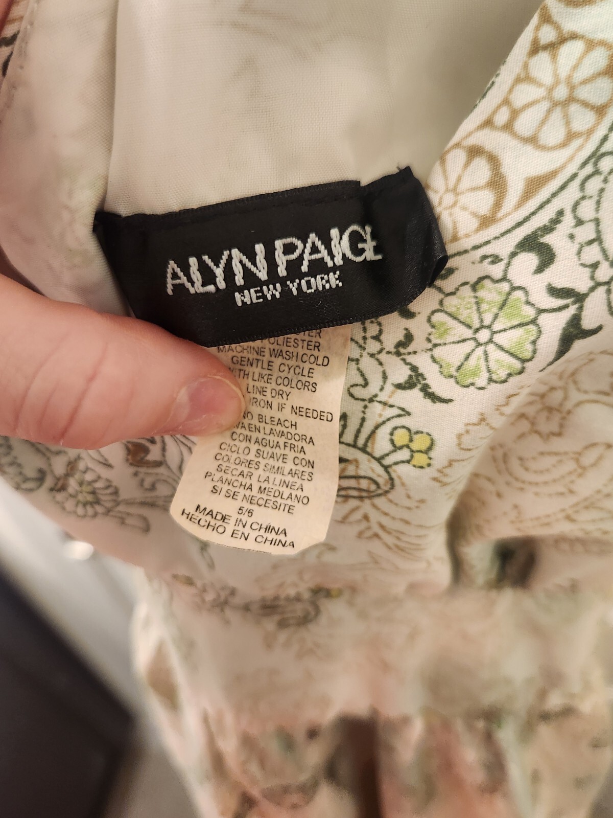 Alyn Paige Size S Maxi Dress Cross Back Floral Green VTG V Neck #Z574