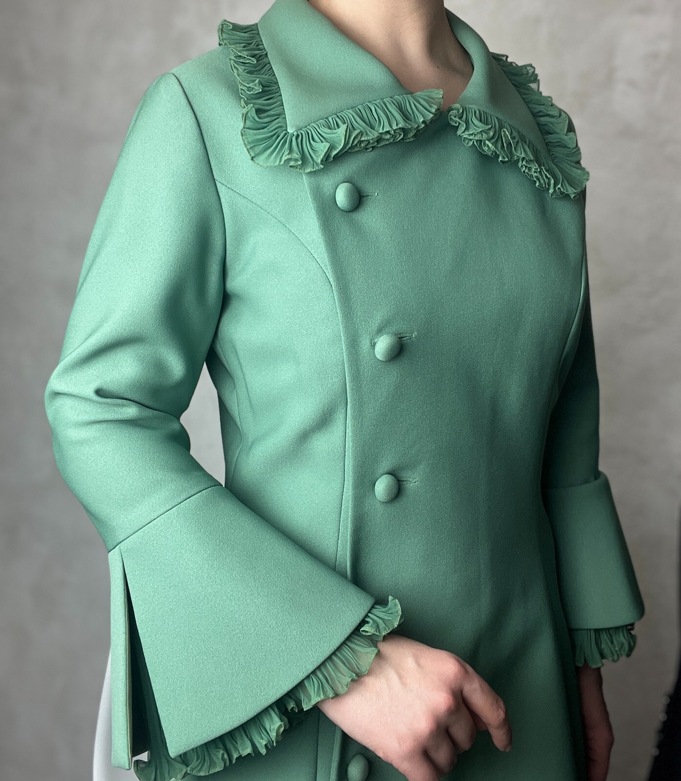 Vintage 60s/70s Ann Michael London Designer Dress Green size UK 14 US 12 M