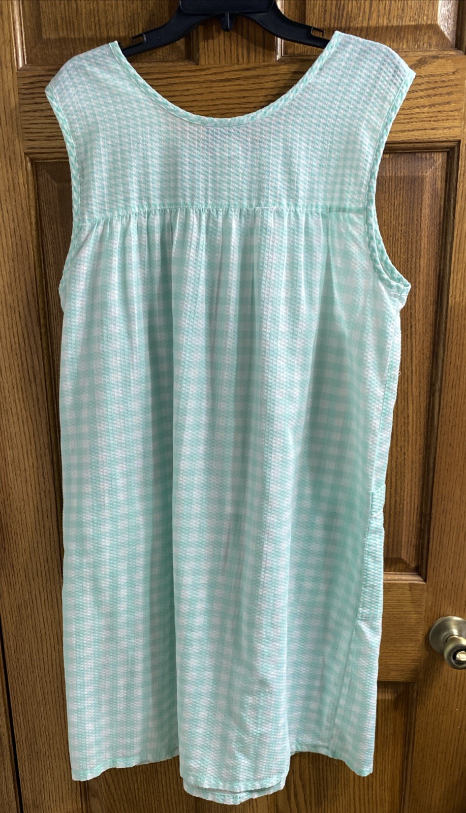 2 Vtg 80s Granada USA Checked Gingham Ric-Rack Trimmed Housedress Pockets Zip