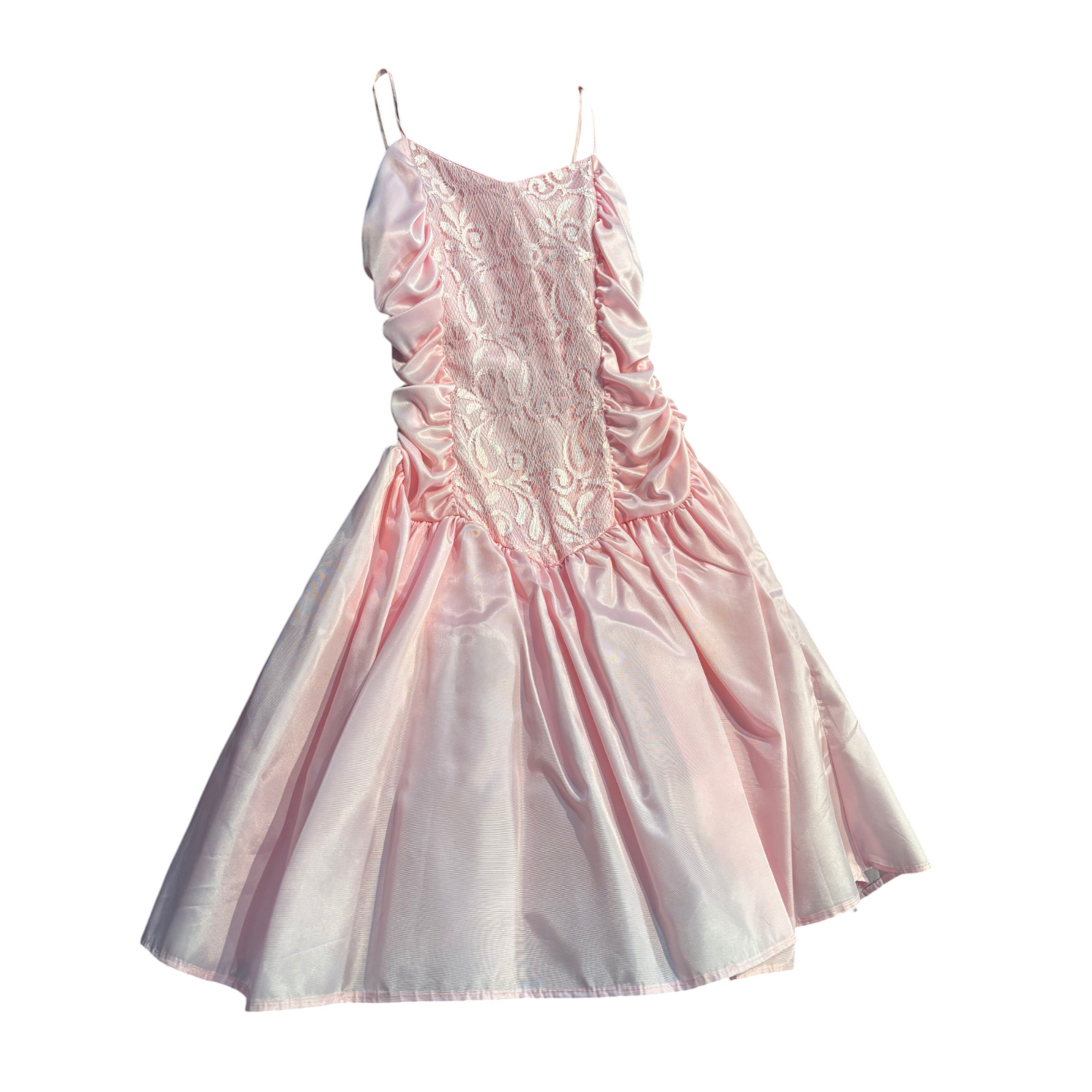 Vtg 90s pink Lace Fit & Flare Party Prom Dress w bolero jacket juniors sz 3