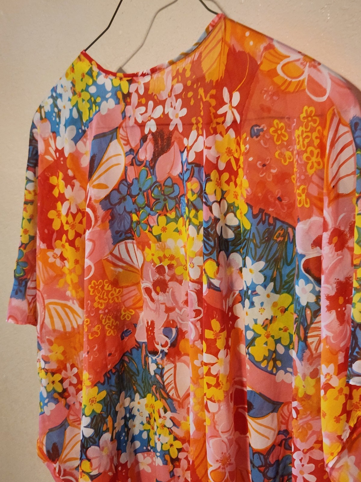 Vintage 60s Mod Bright Floral Print Kaftan Mumu Hippie Dress By Leo Naroucci HTF