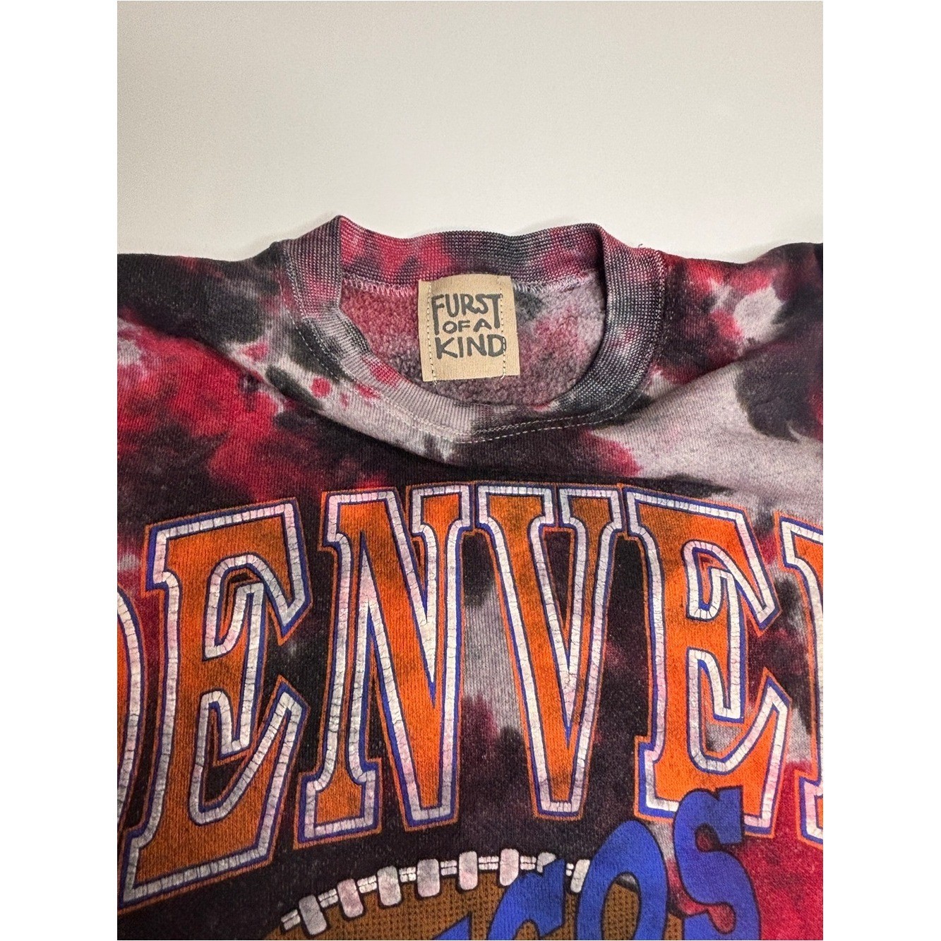 Vintage Denver Broncos Tie Dye Sweatshirt Furst of a Kind Rework Logo 7 Crewneck