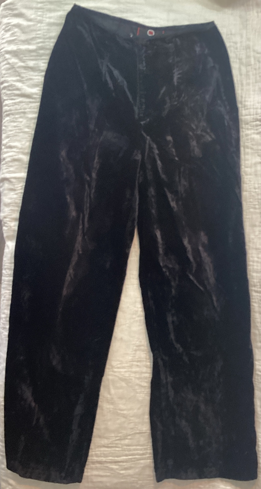 Born in America Black Velour Vintage Womens High Waist Wide Leg SZ 7/8 USA Made
