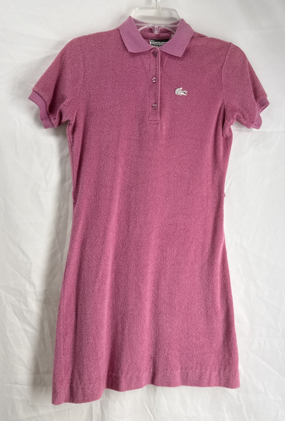 Authentic Vintage 70s Lacoste David Crystal Pink Polo Dress Fine Terrycloth sz 6