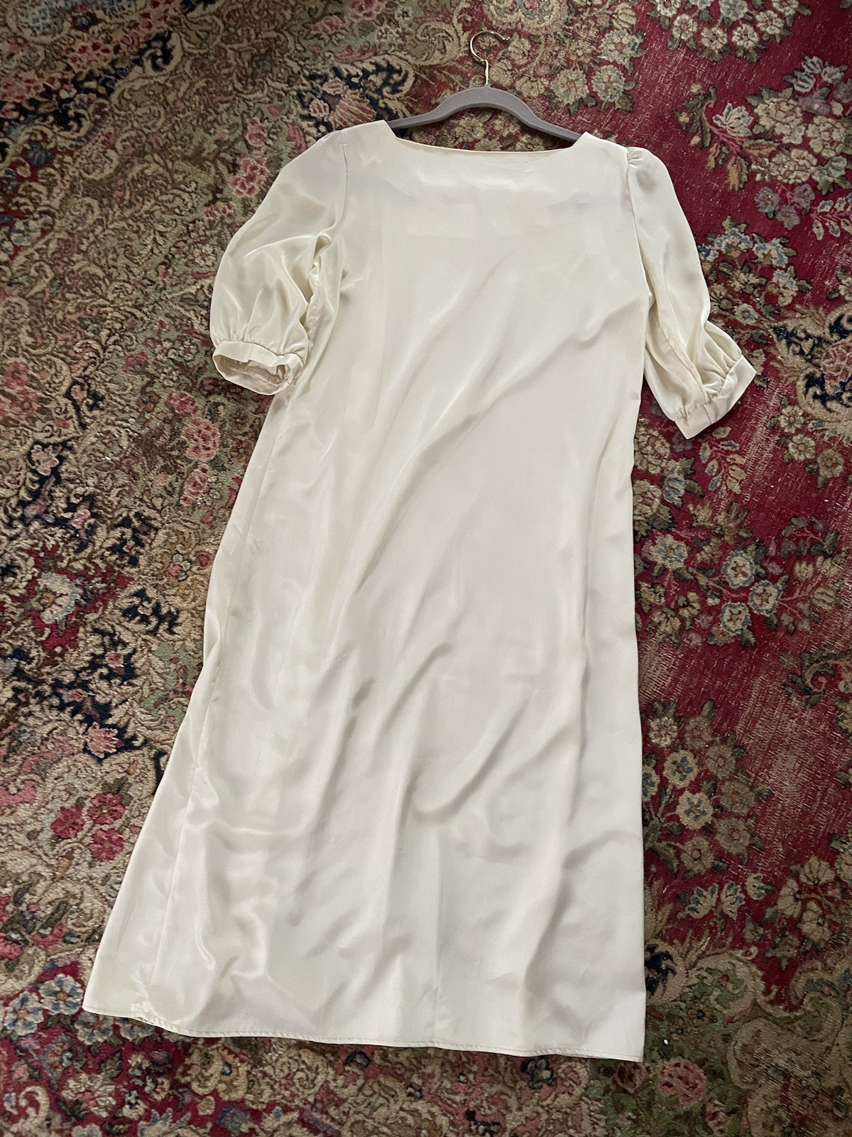 Vintage ‘80s ‘90s Eloquence Paul Harris Ivory Silky Dress Minimalist Ladies M